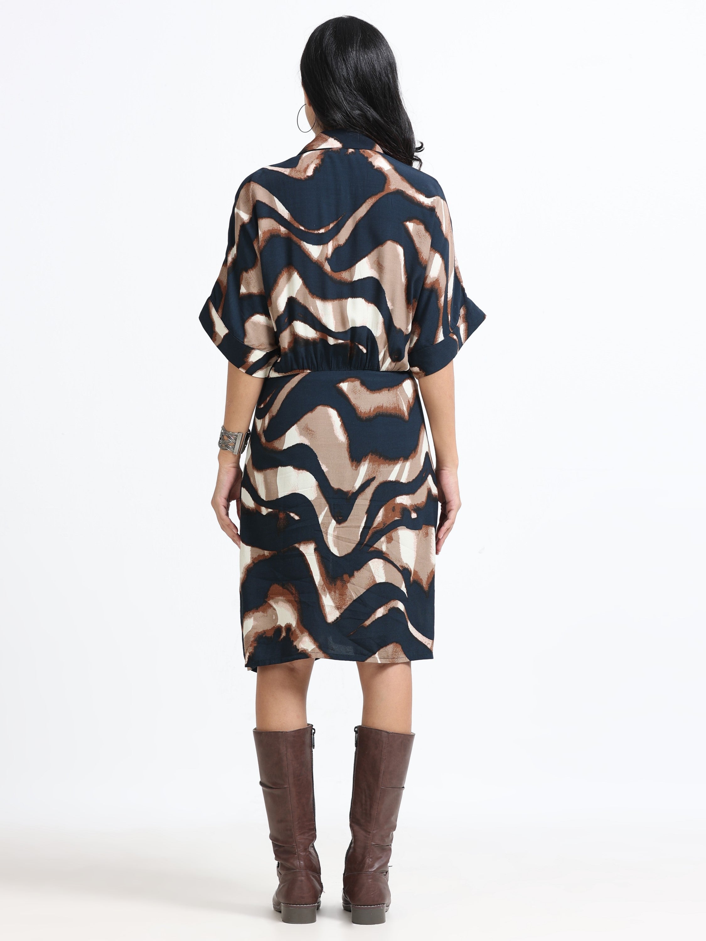 Women Viscose Brown Party Dress