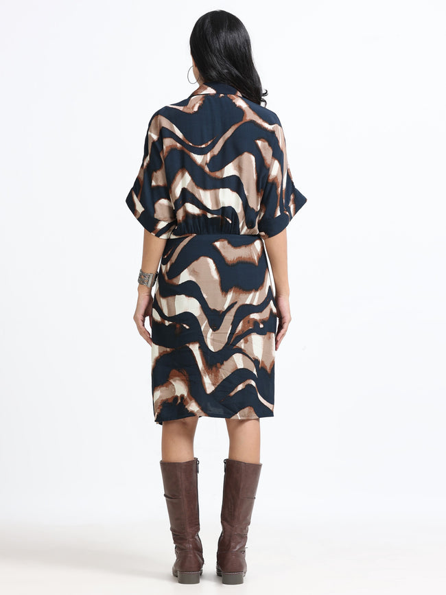 Women Viscose Brown Party Dress