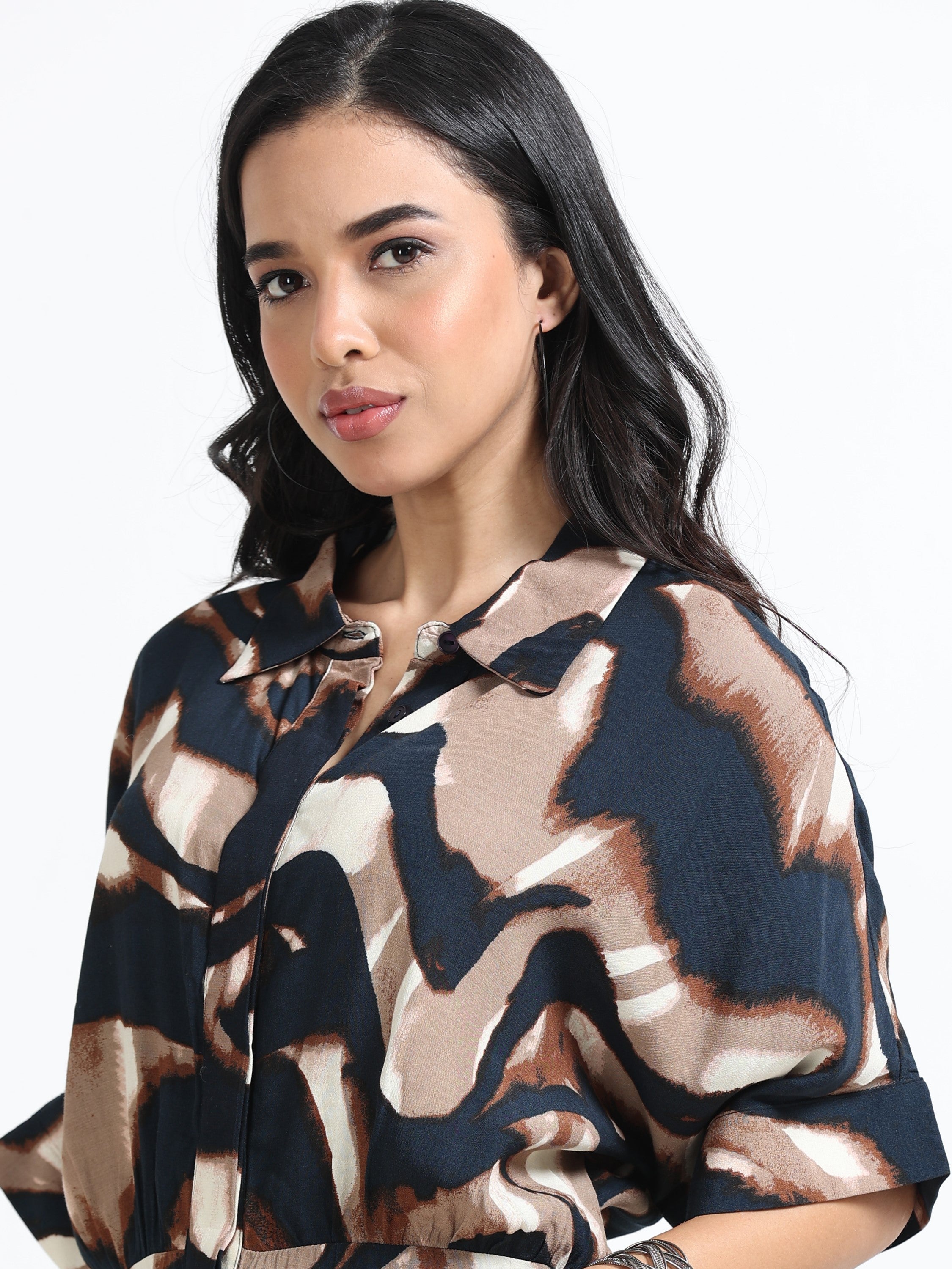 Women Viscose Brown Party Dress