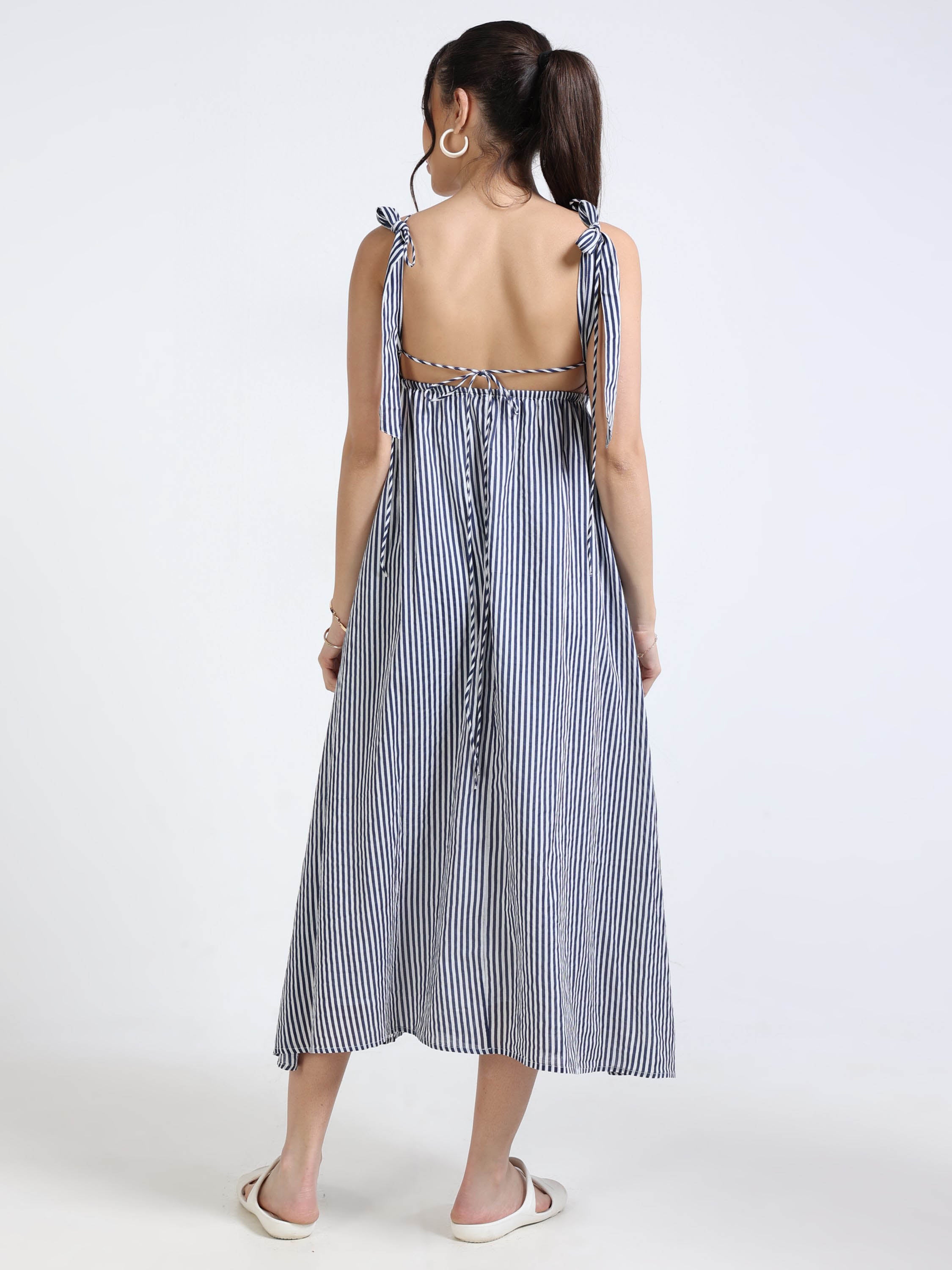 Women Stripe Print Maxi Dress