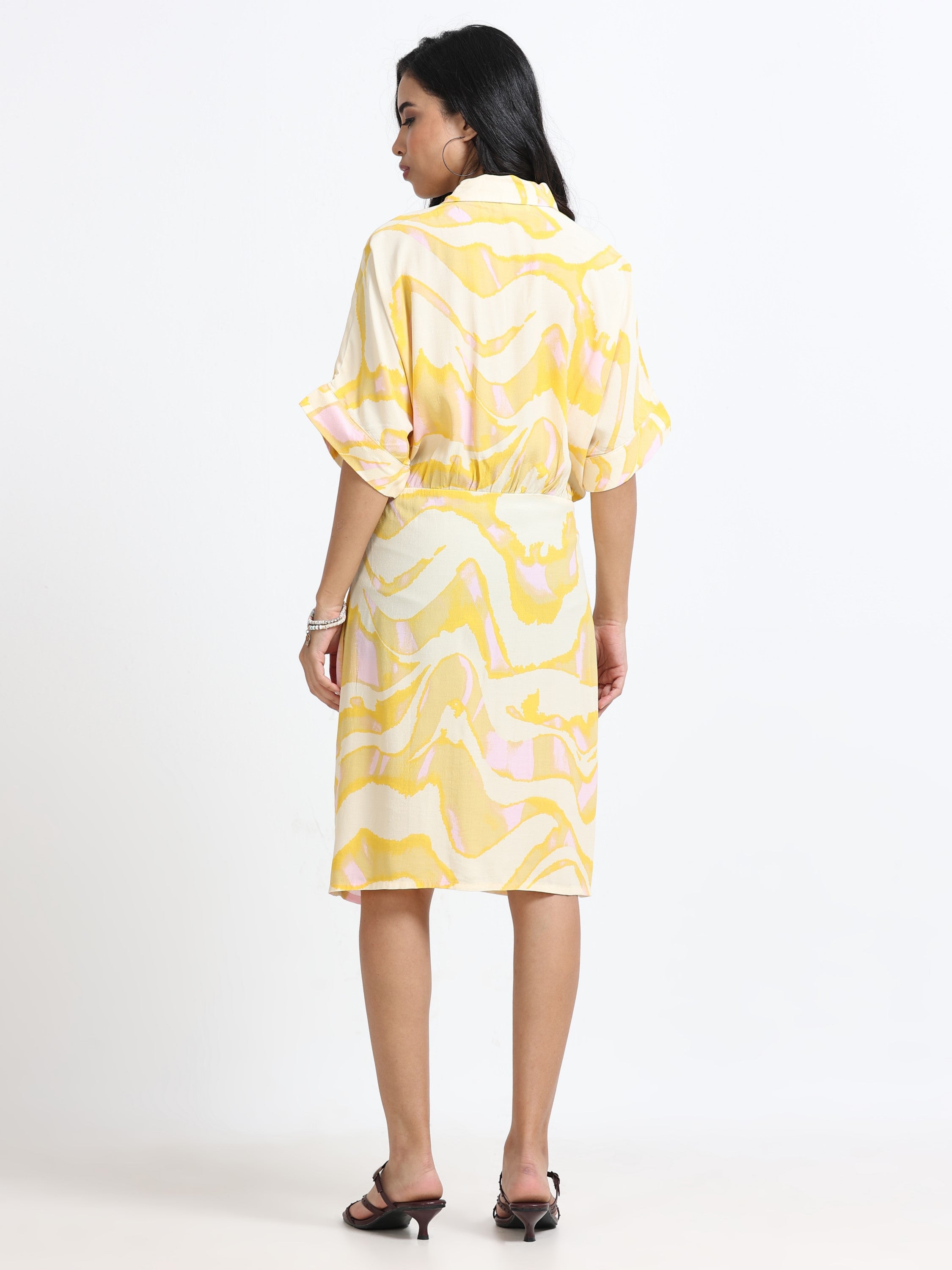 Women Viscose Yellow Bright Dress