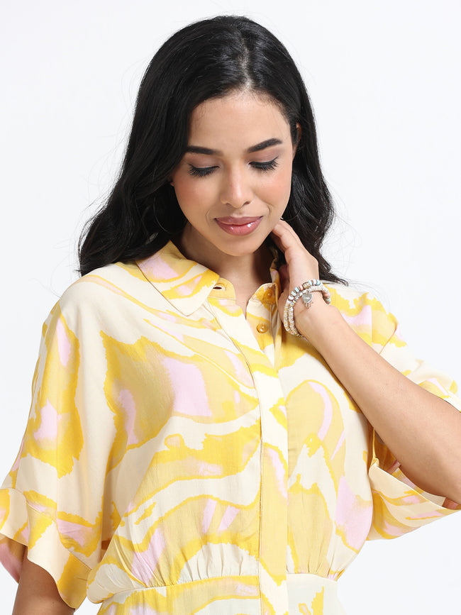 Women Viscose Yellow Bright Dress