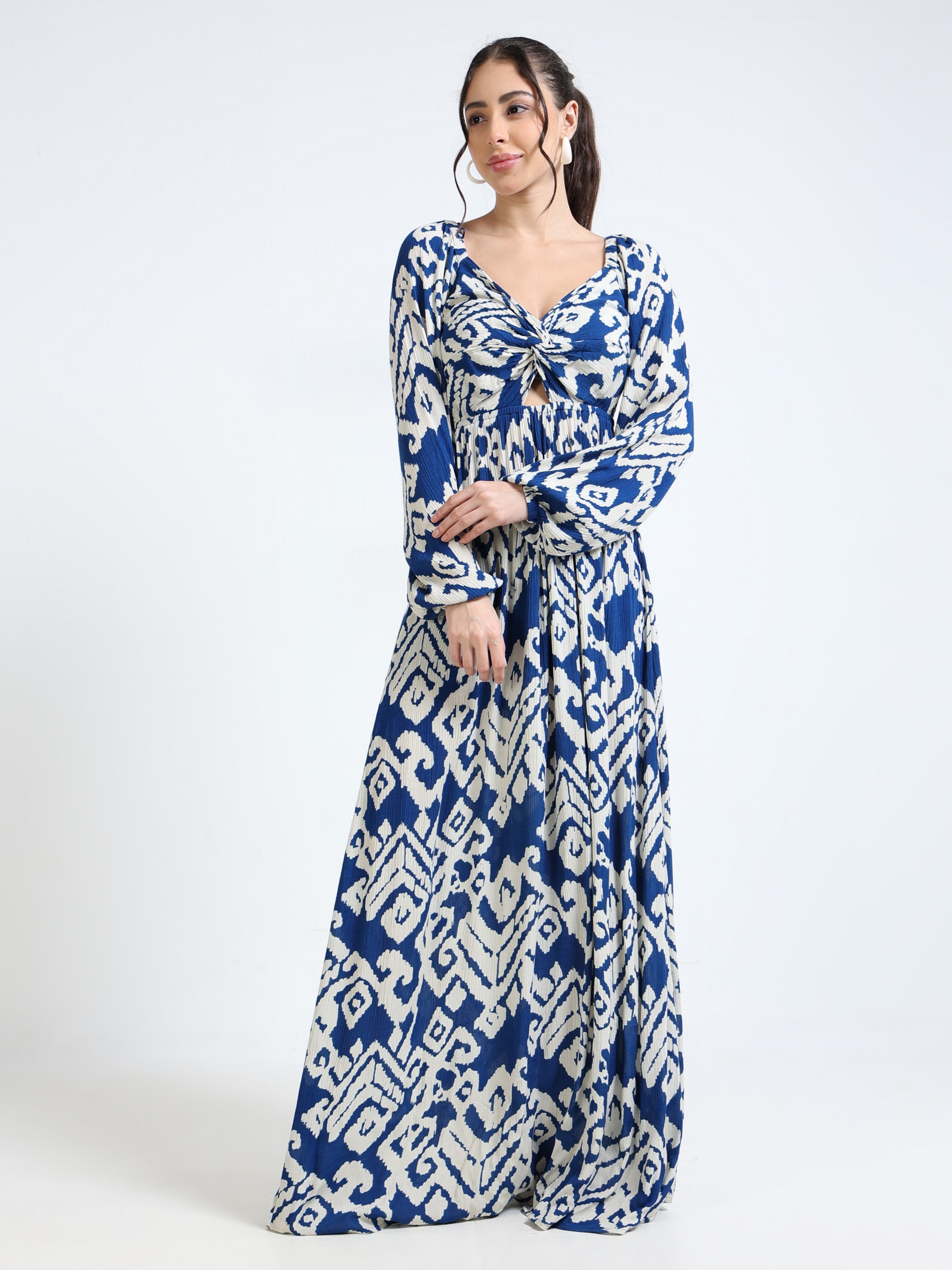 Women Blue Ikkat Print Dress