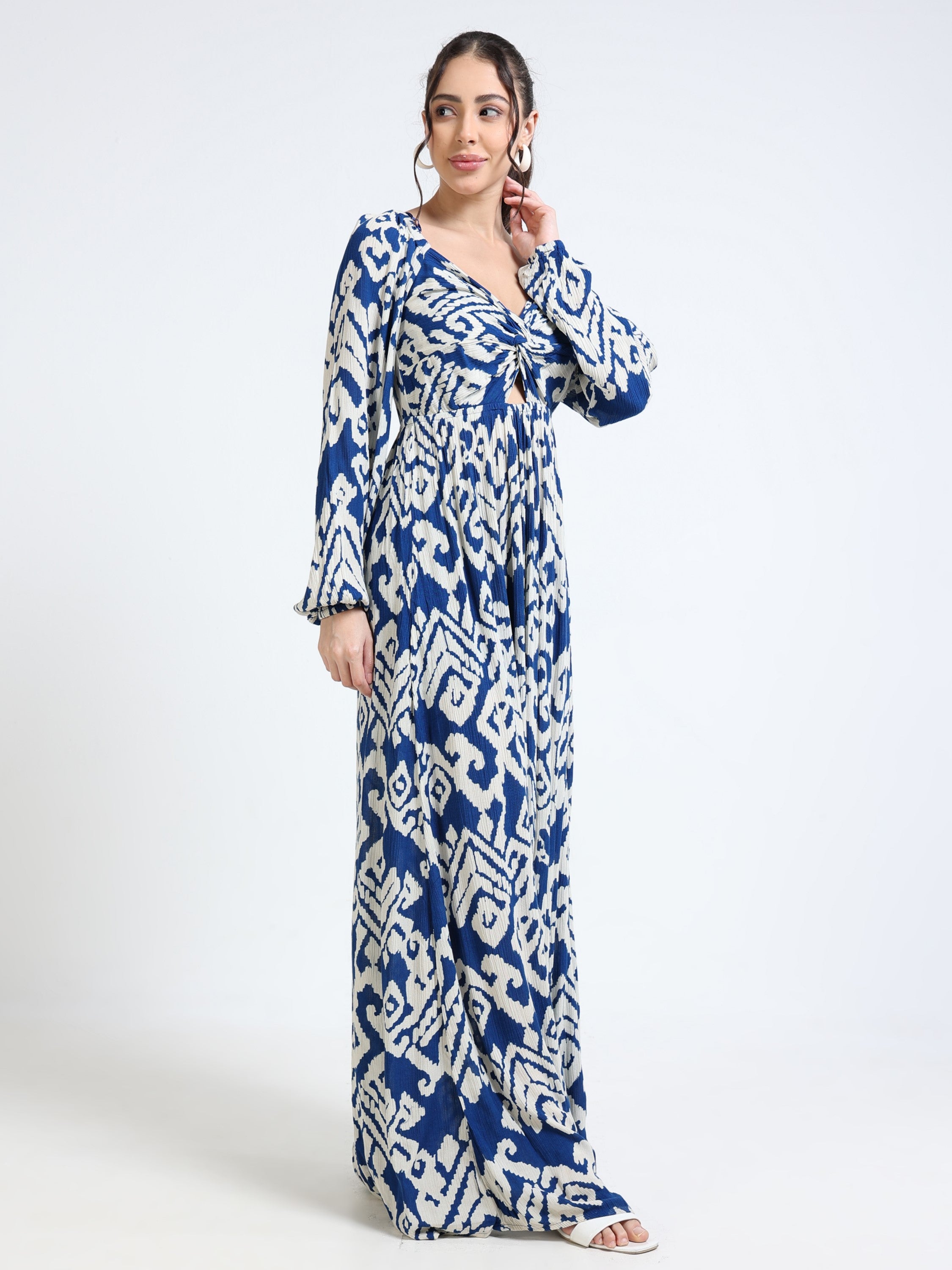 Women Blue Ikkat Print Dress