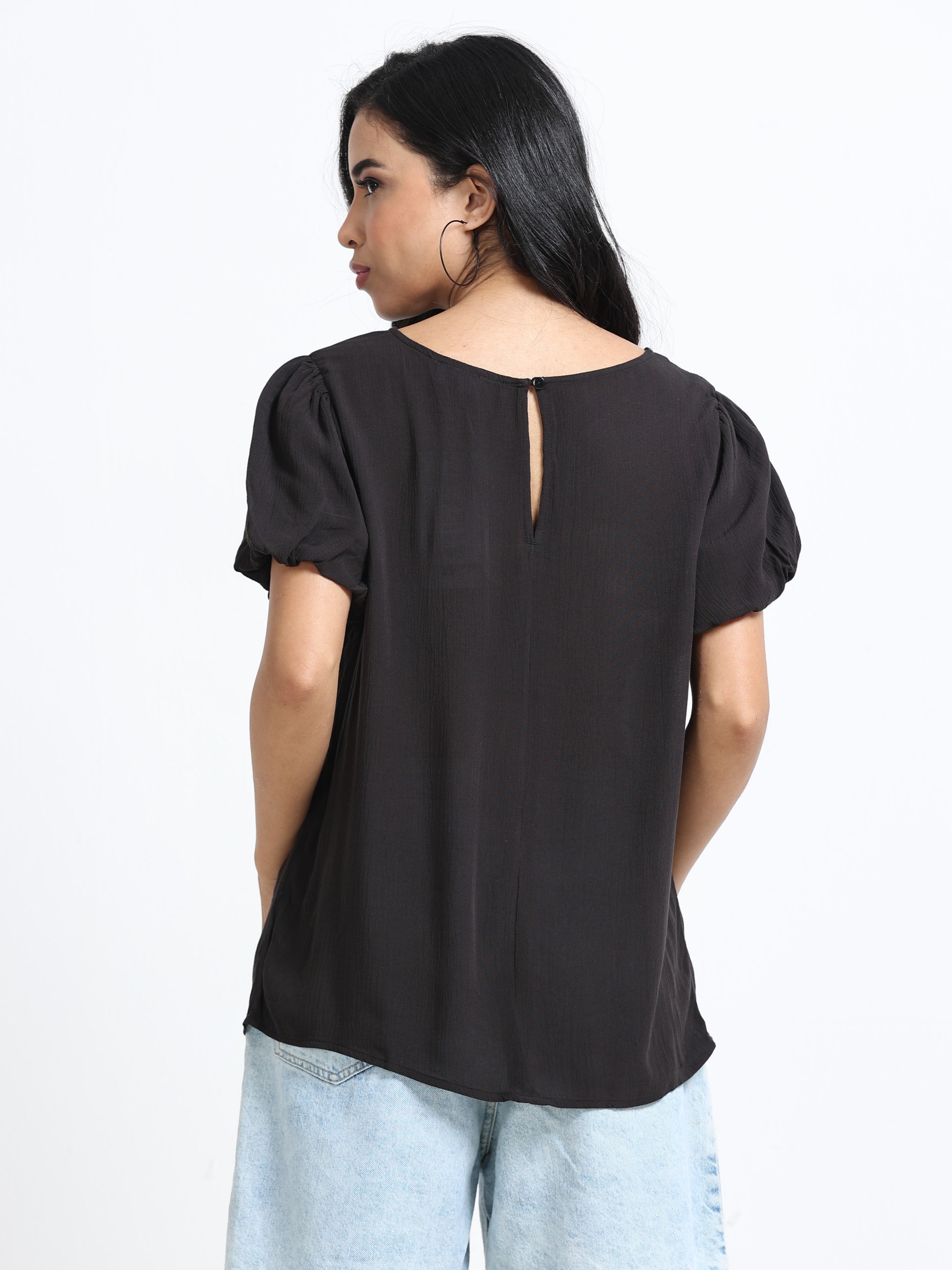 Women Viscose Easy Black Top