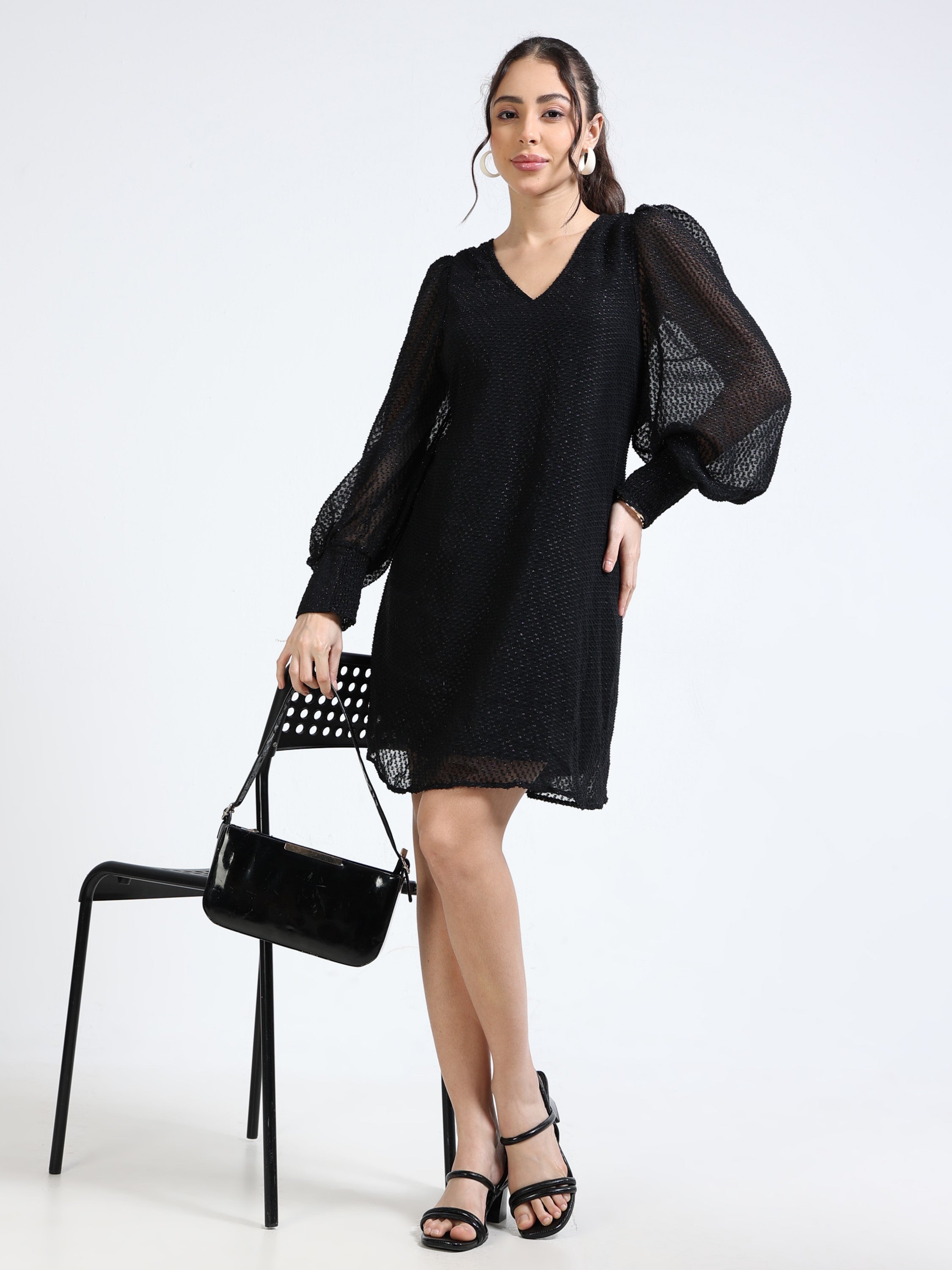 Women Balloon Sleeve Party Dress