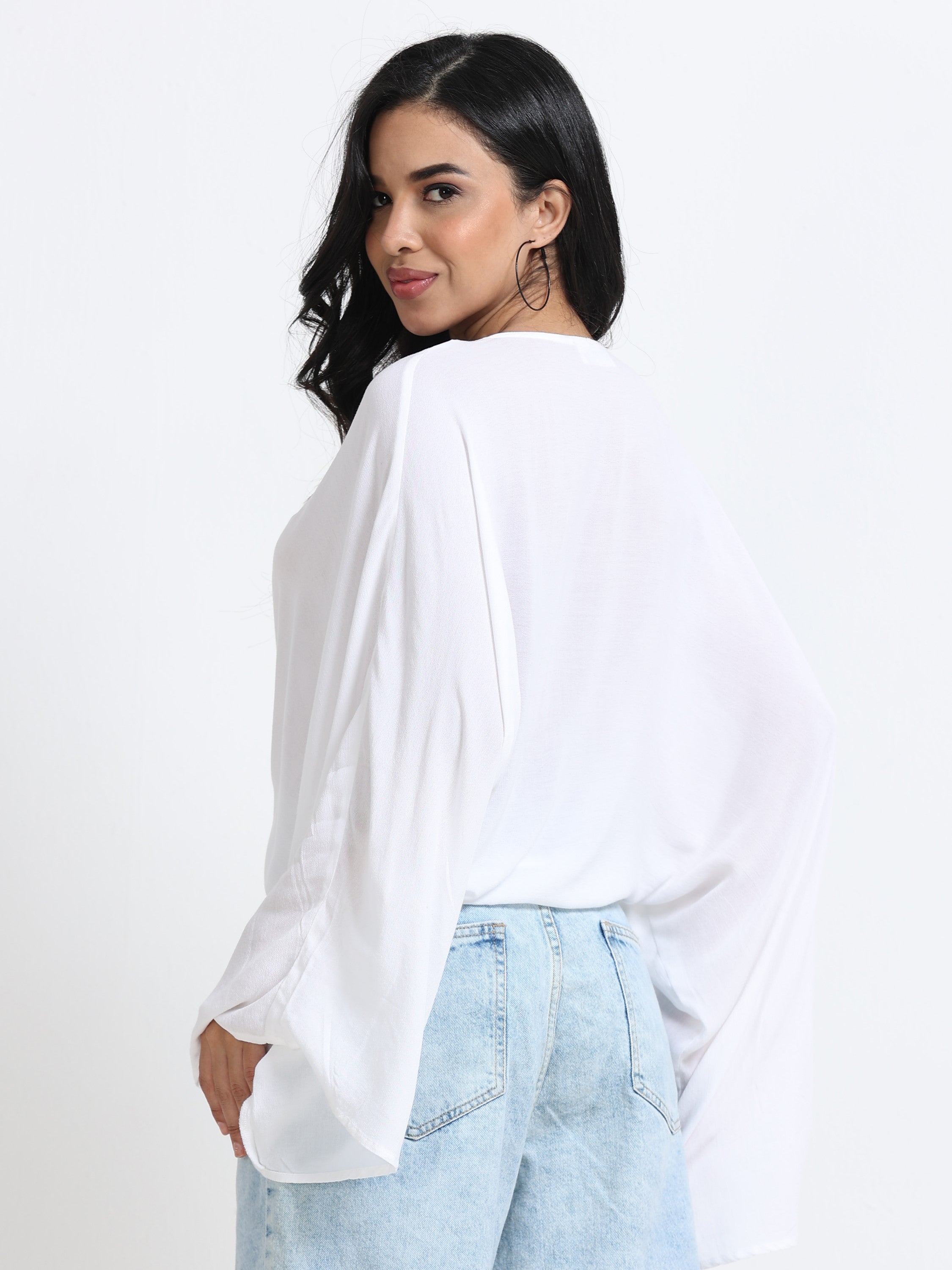 Women White Front Tie Crop Top