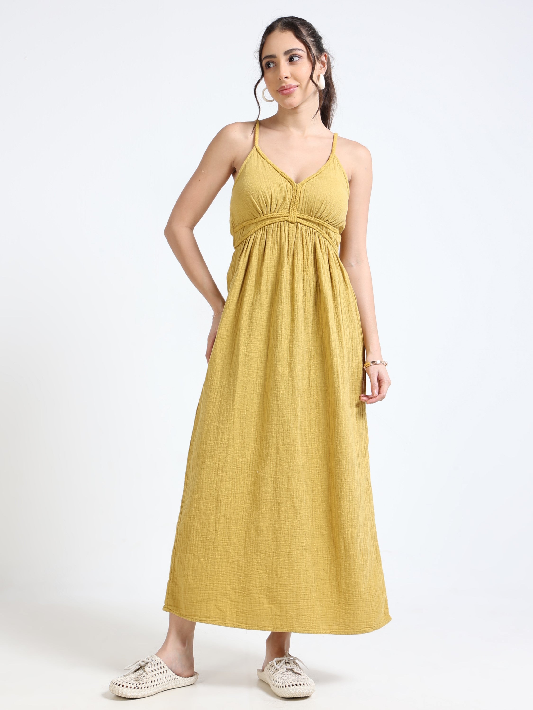Women Yellow Maxi Vacation Dress