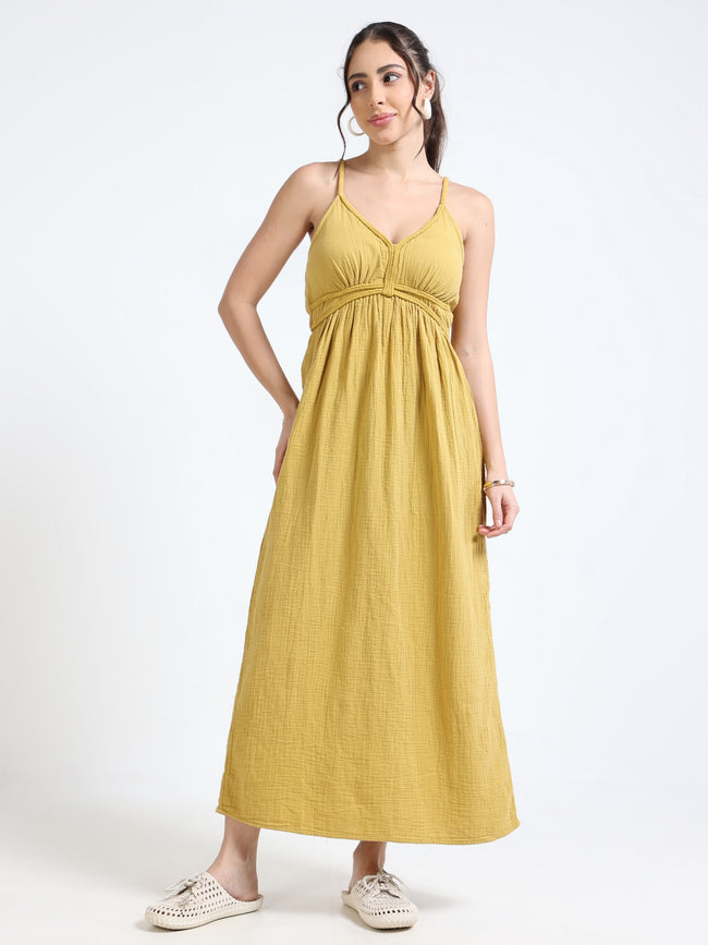Women Yellow Maxi Vacation Dress