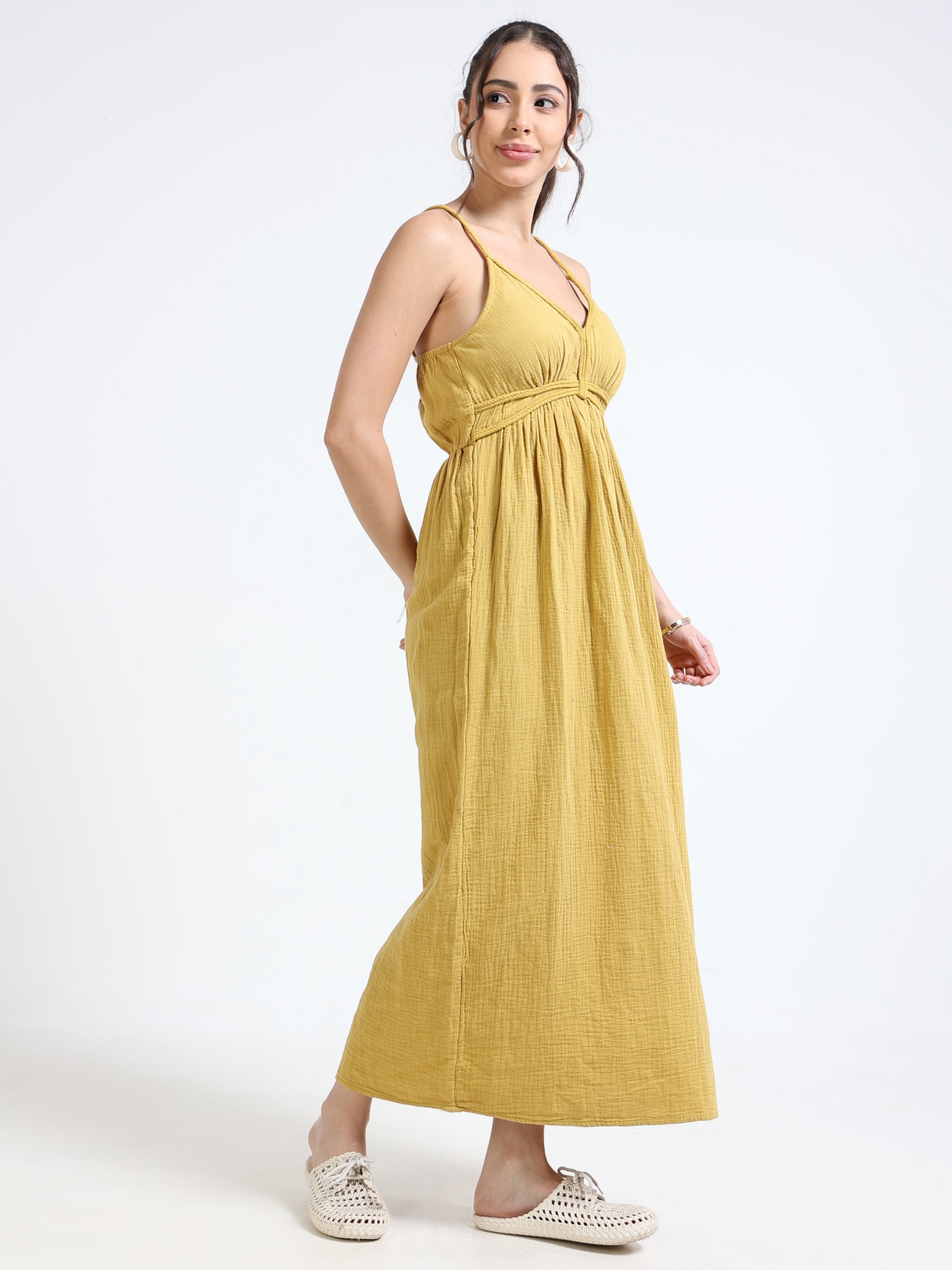Women Yellow Maxi Vacation Dress