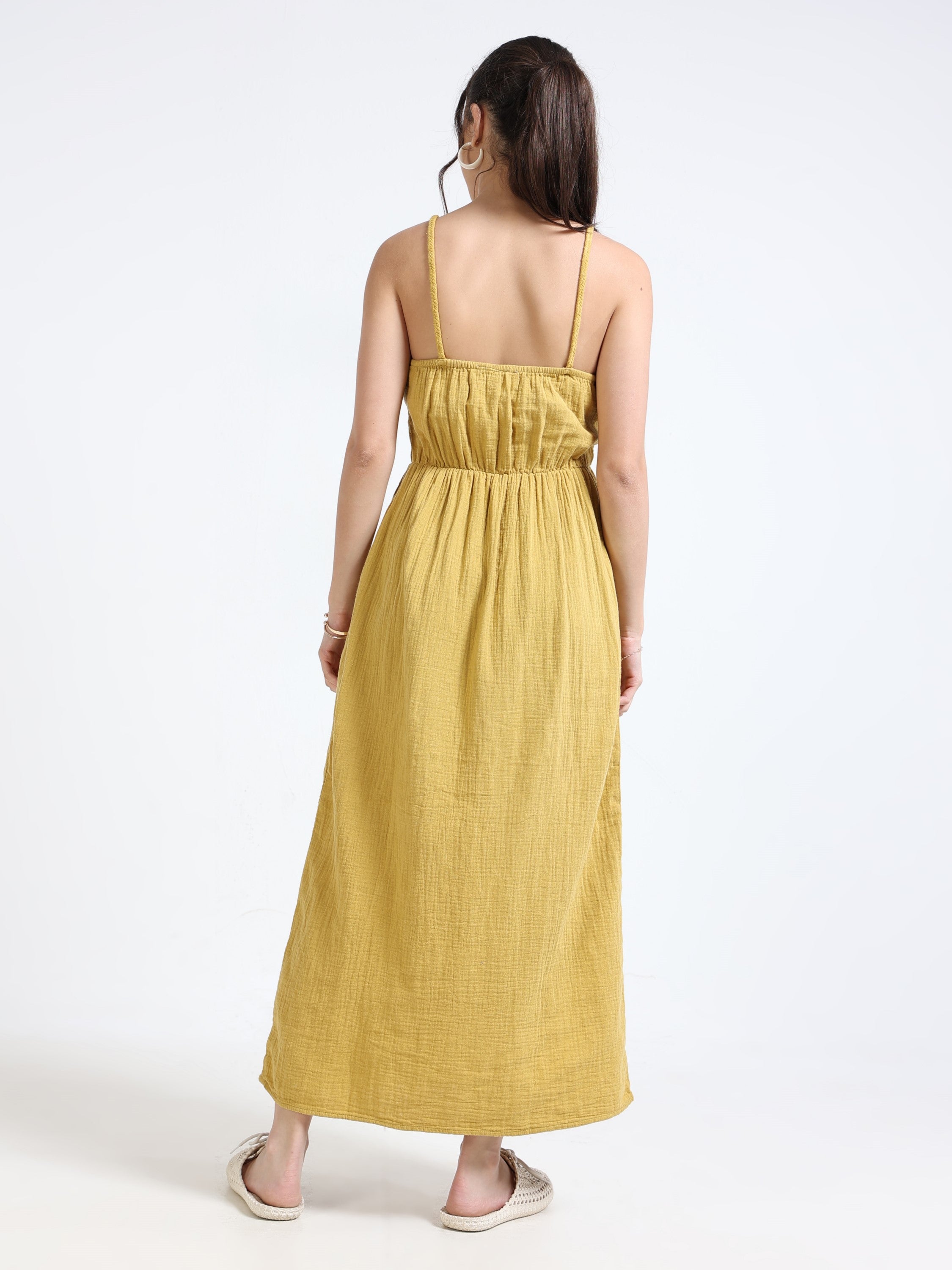 Women Yellow Maxi Vacation Dress