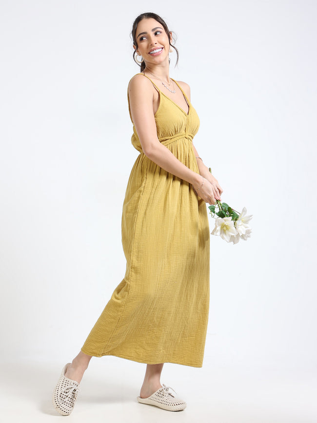 Women Yellow Maxi Vacation Dress