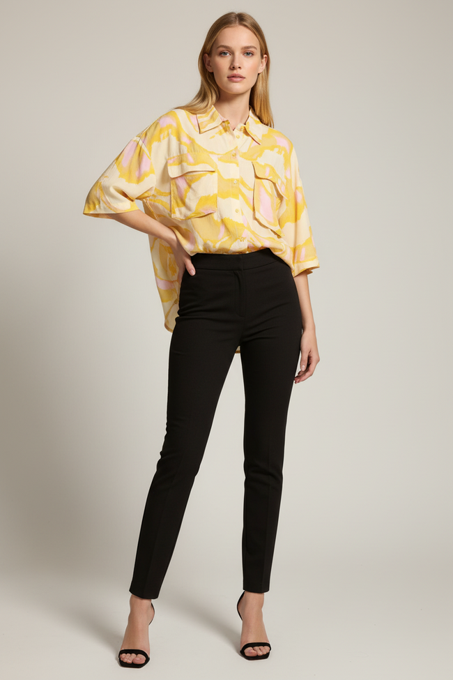Women Yellow Double Pocket Comfort Shirt
