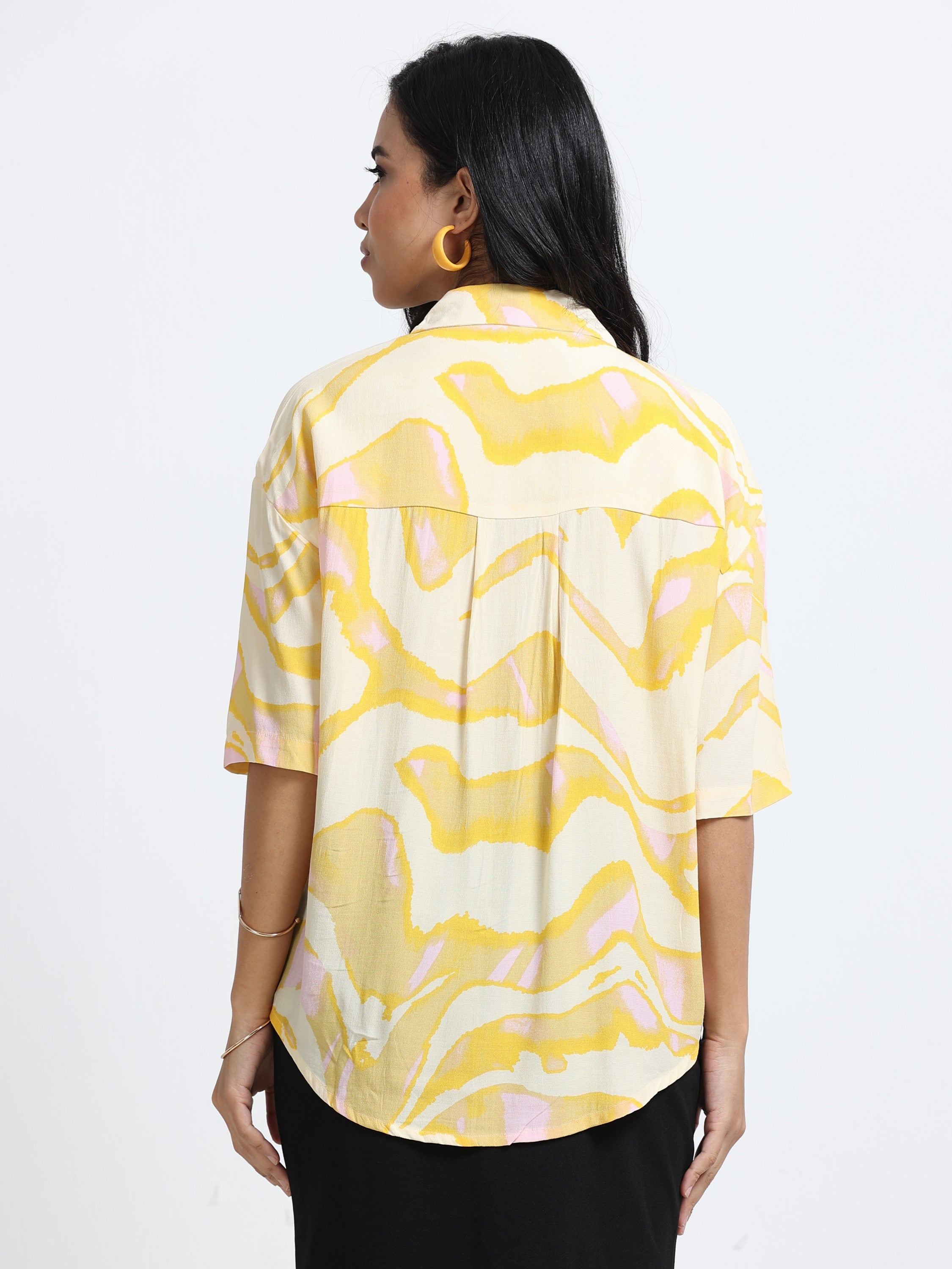 Women Yellow Double Pocket Comfort Shirt