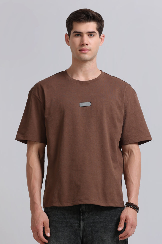 Men Brown Crew Neck T-Shirt