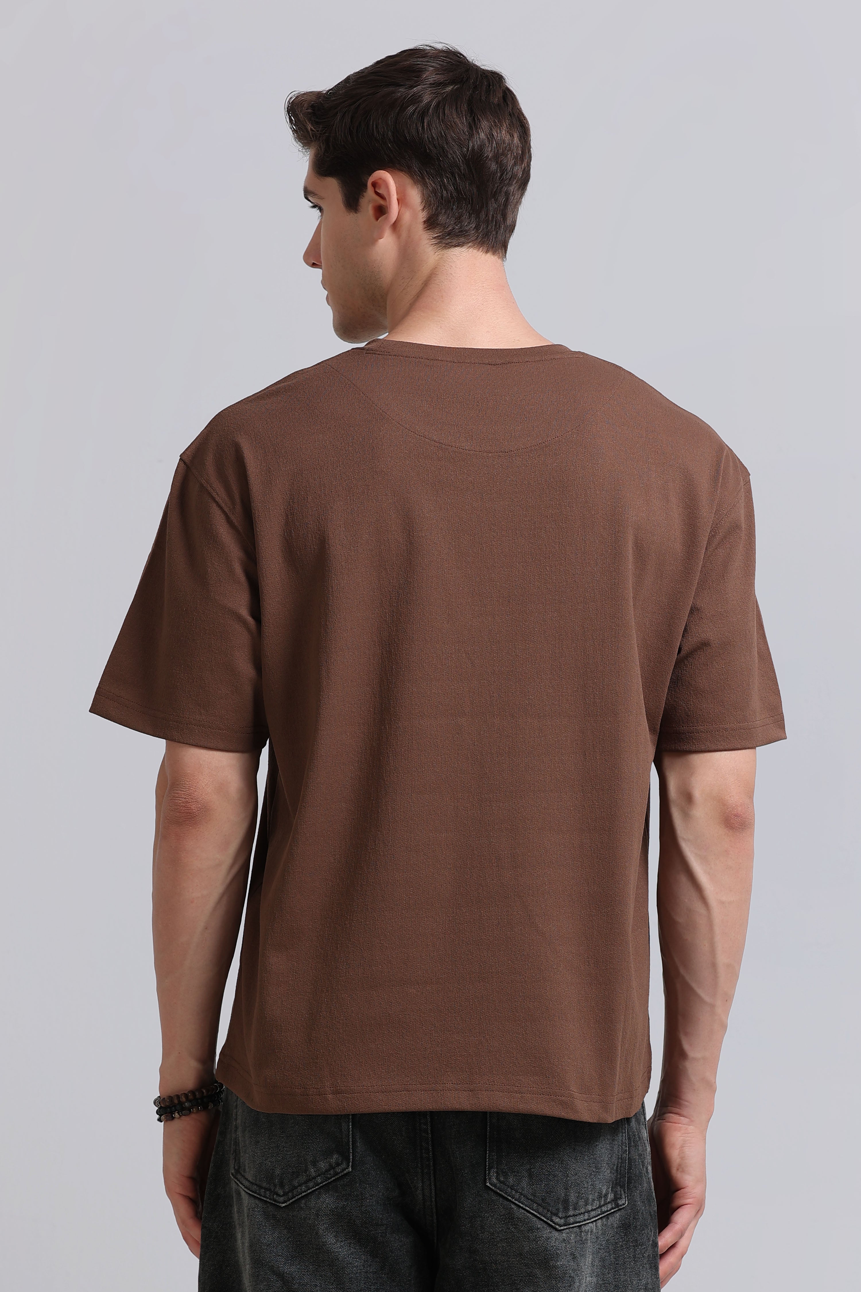 Men Brown Crew Neck T-Shirt