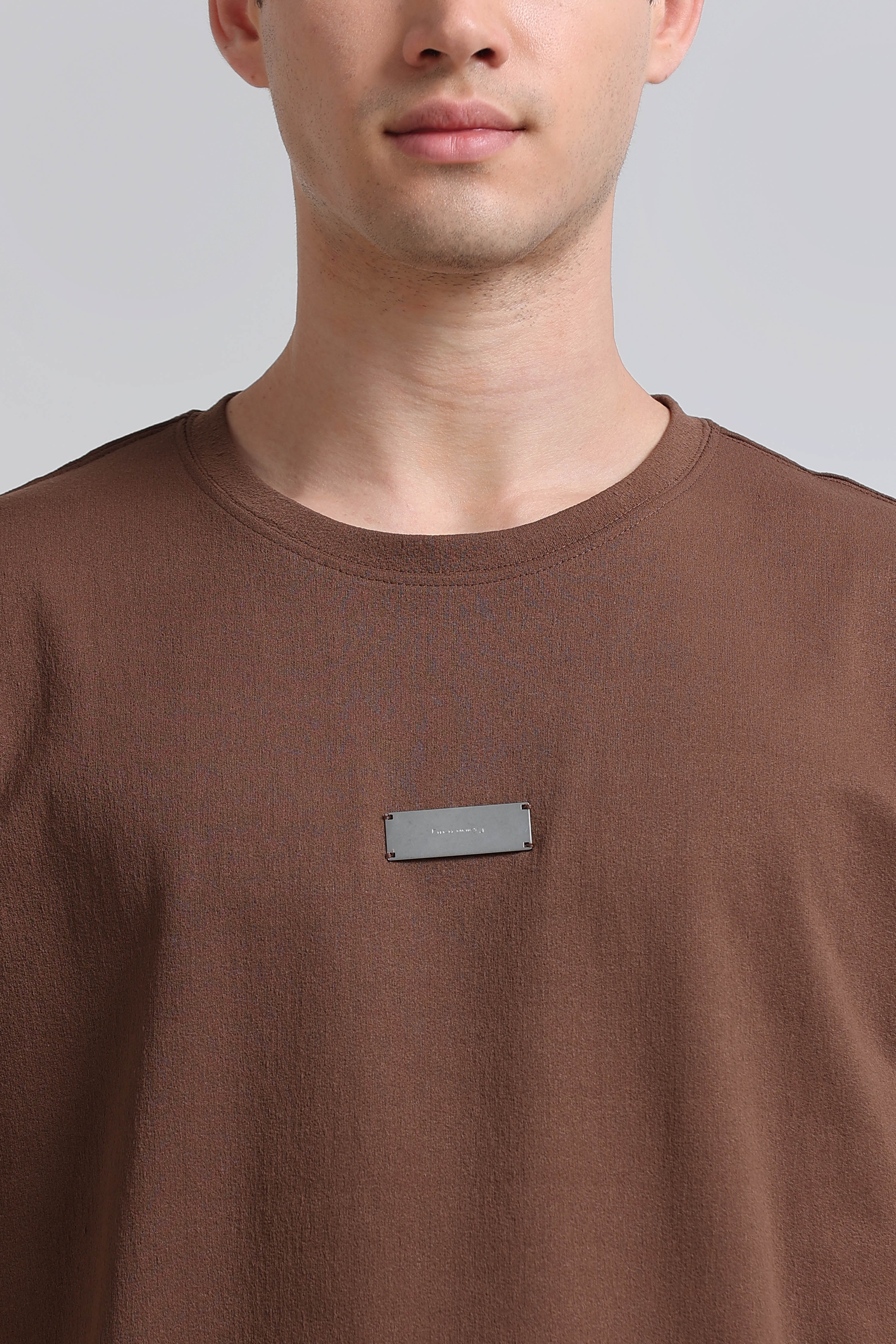 Men Brown Crew Neck T-Shirt
