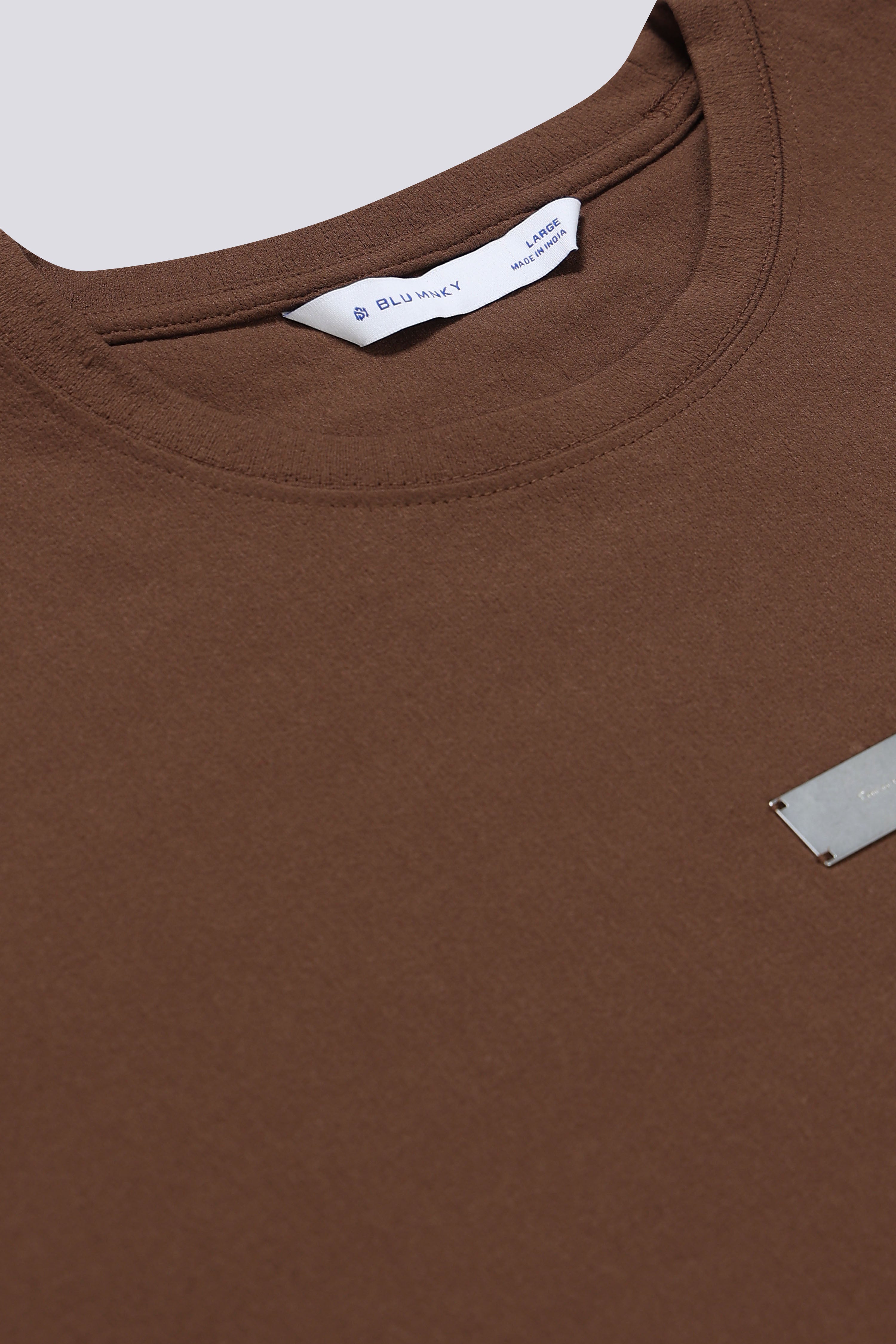 Men Brown Crew Neck T-Shirt