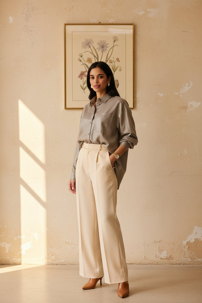 Women Grey Oversized Style Shirt