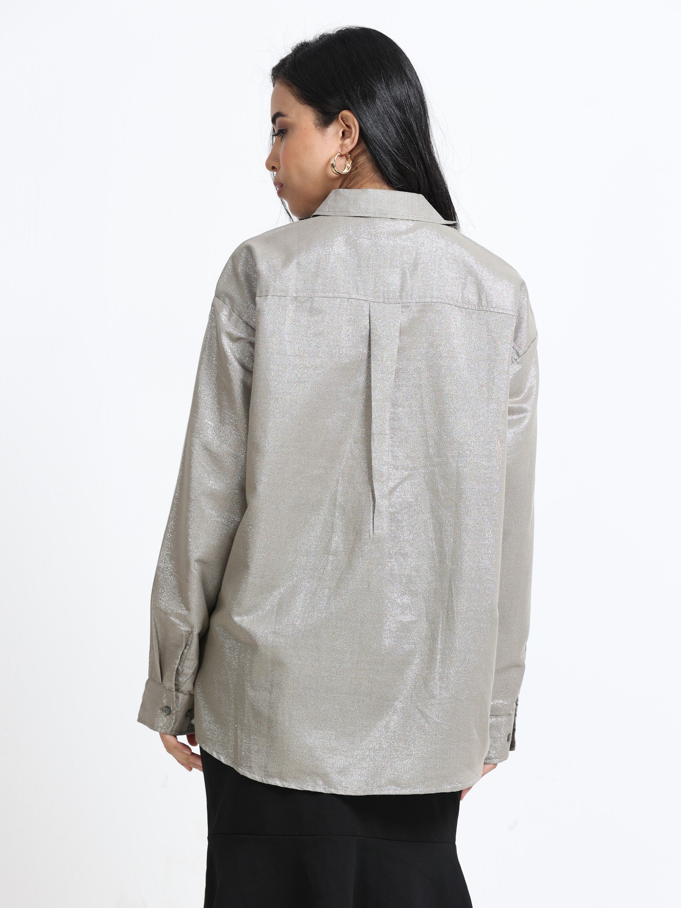 Women Grey Oversized Style Shirt