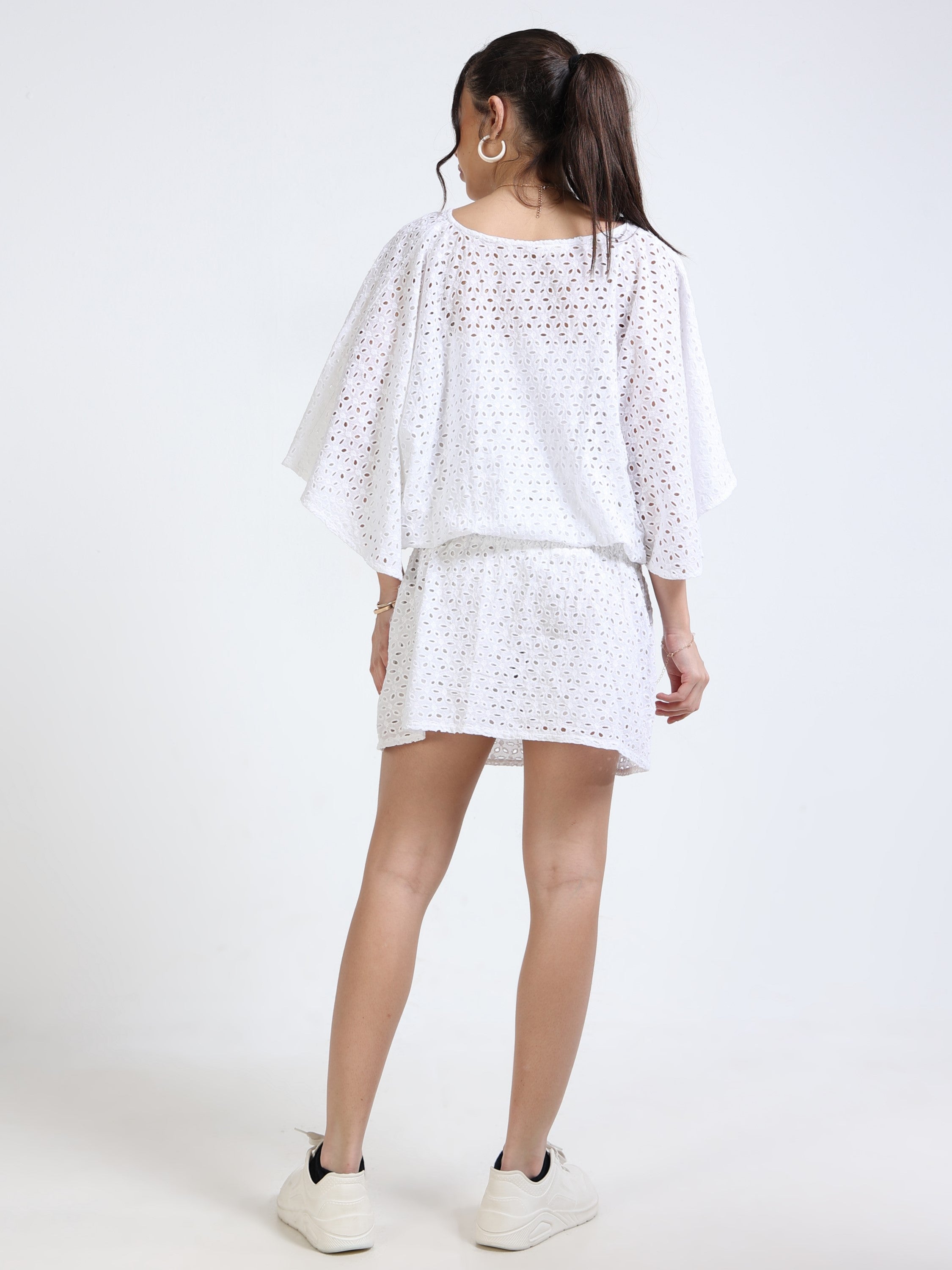Women White Shiffli Mini Dress