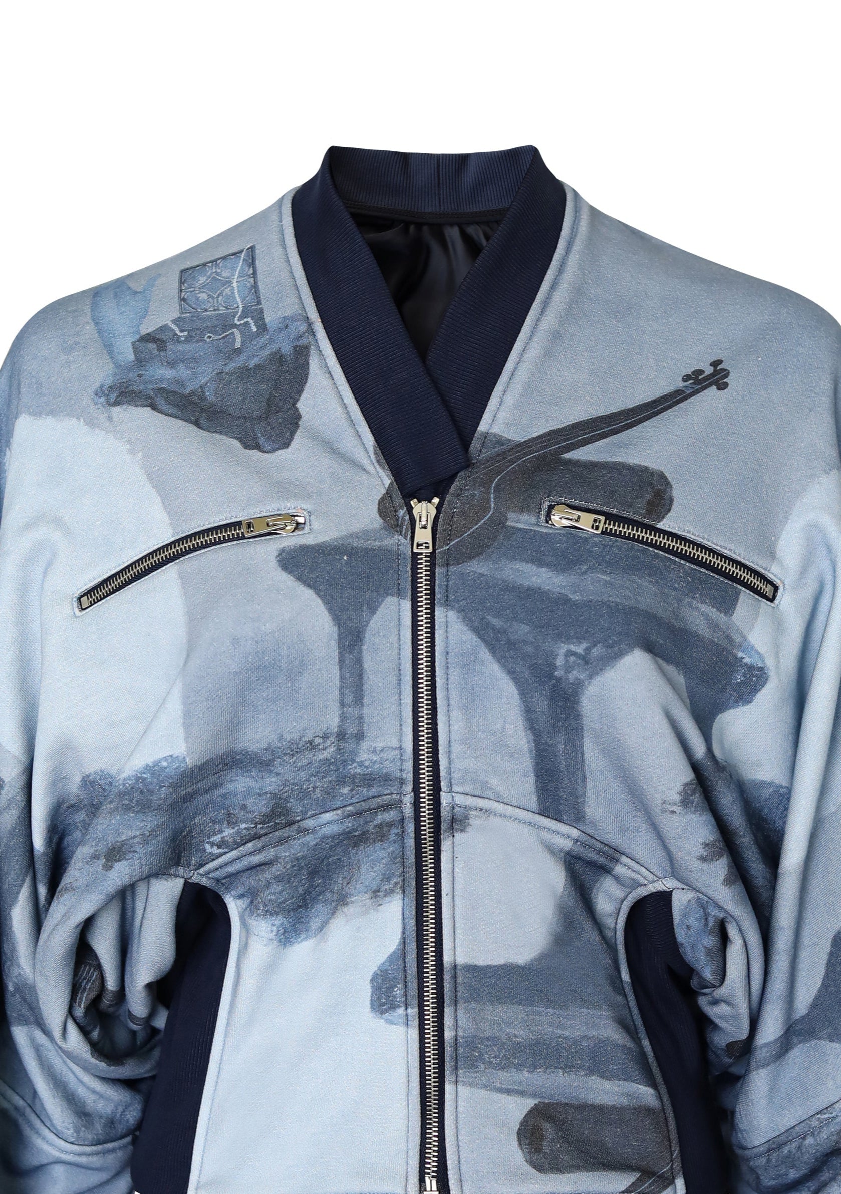 Women Blue Surrealist Directional Bomber