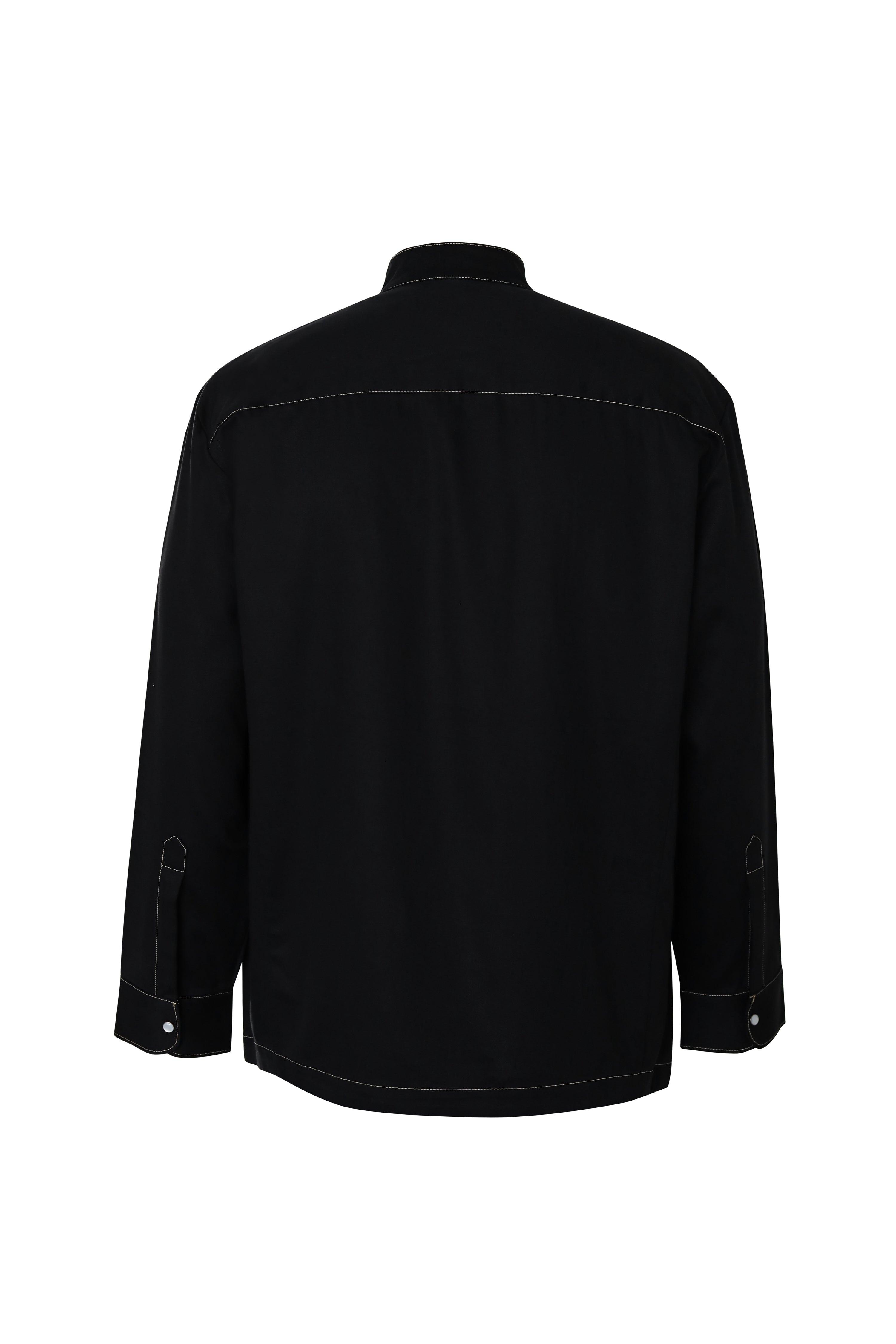 Men Black Nehru Utilitarian Shirt