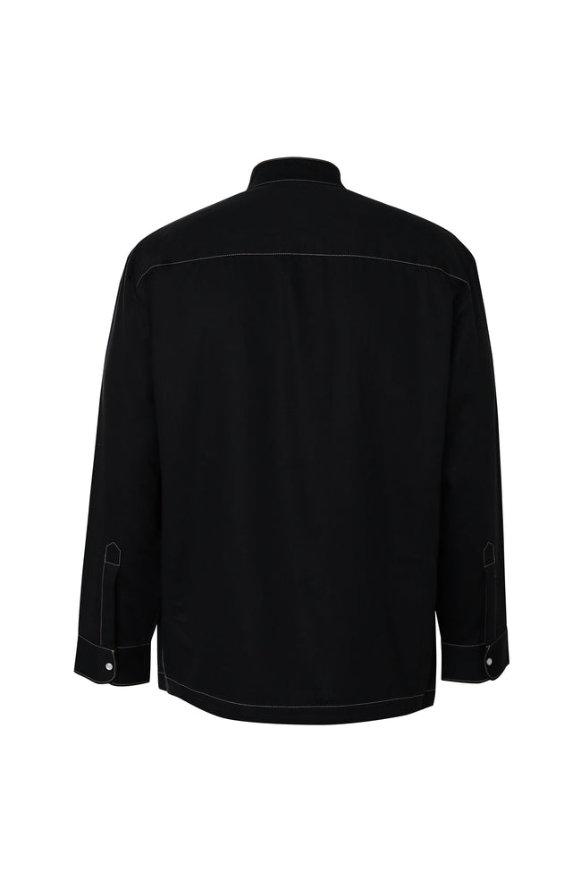 Men Black Nehru Utilitarian Shirt