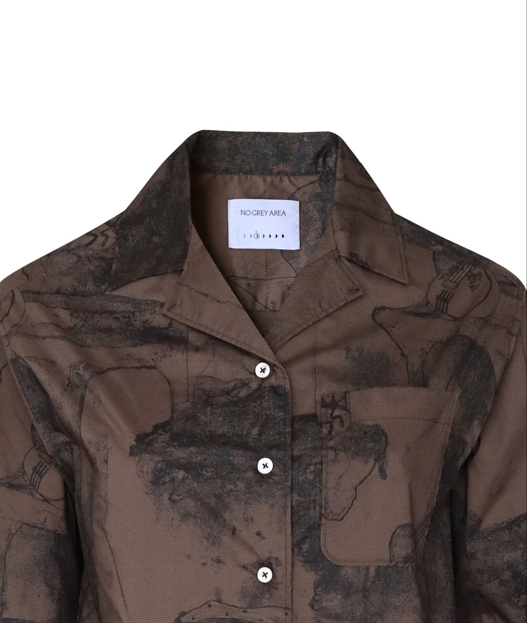 Women Brown Surrealist Overshirt