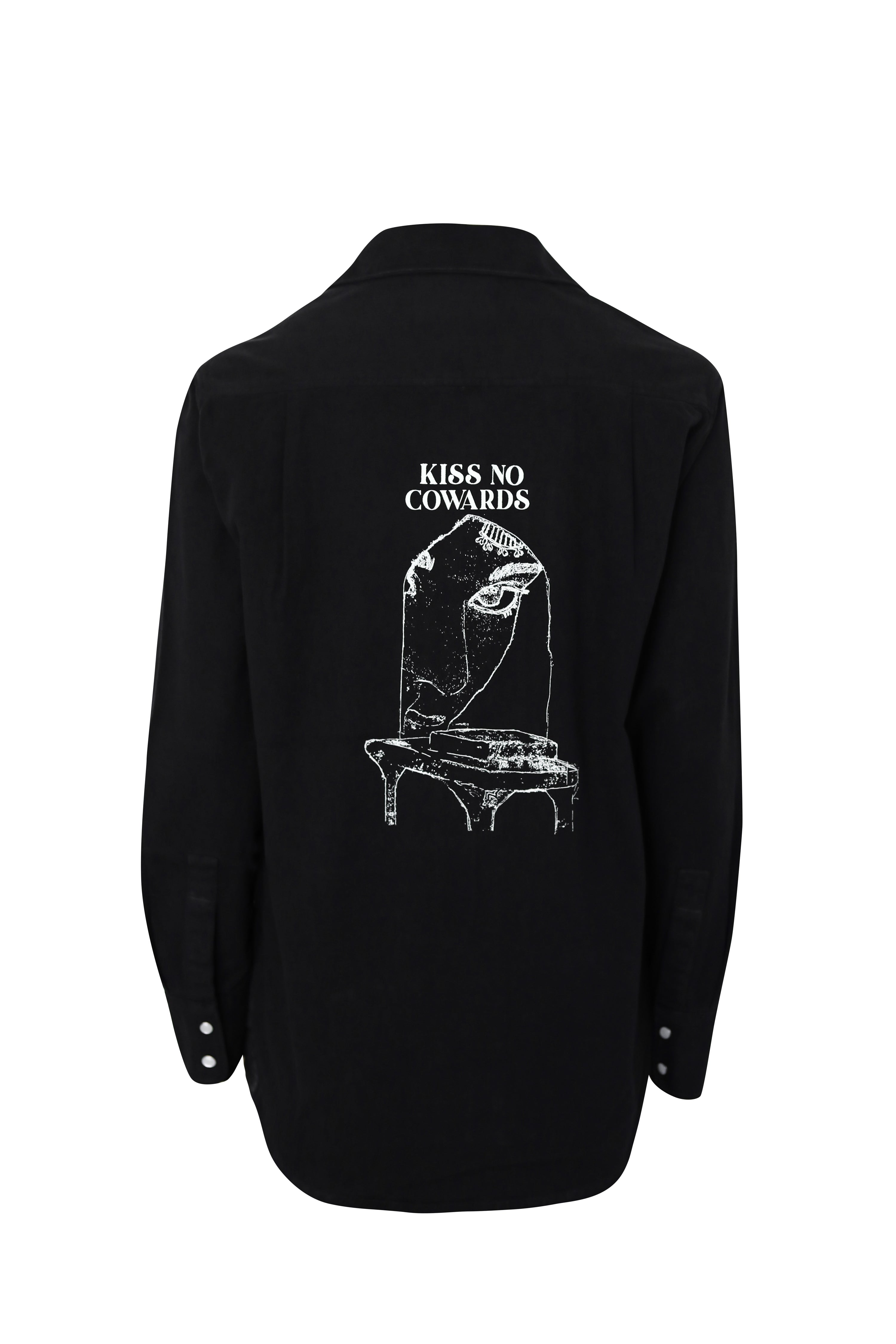 Women Black Kiss No Cowards Overshirt