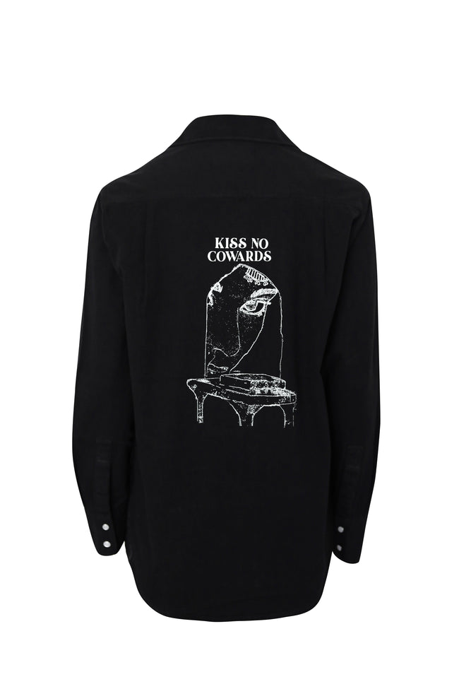 Women Black Kiss No Cowards Overshirt