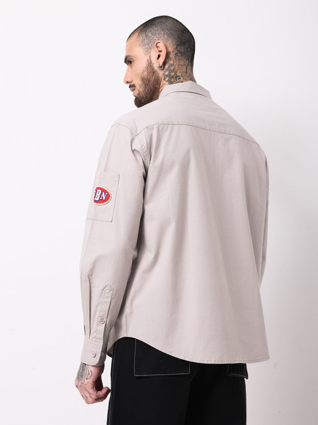 Men Beige Solid Shacket