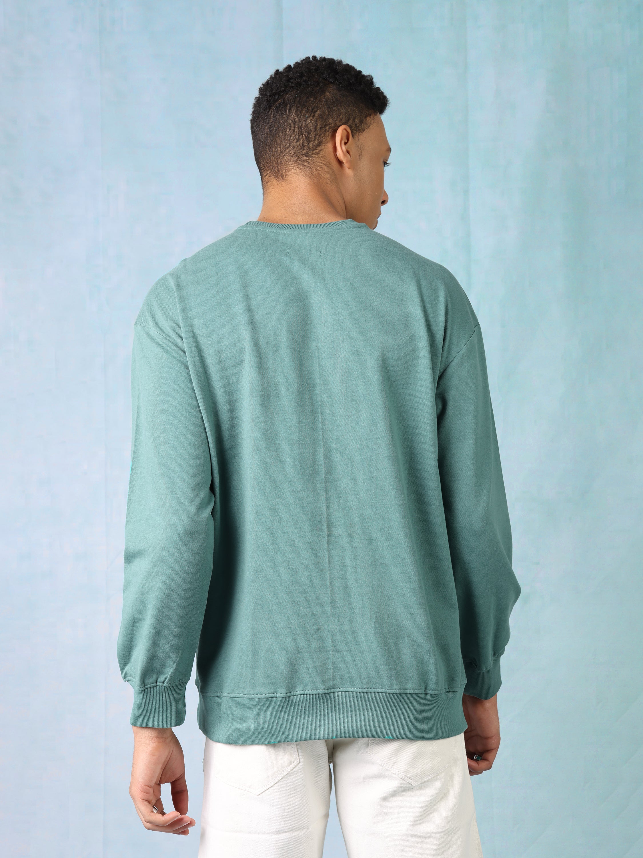 Men Green Printed Oversized Sweatshirt
