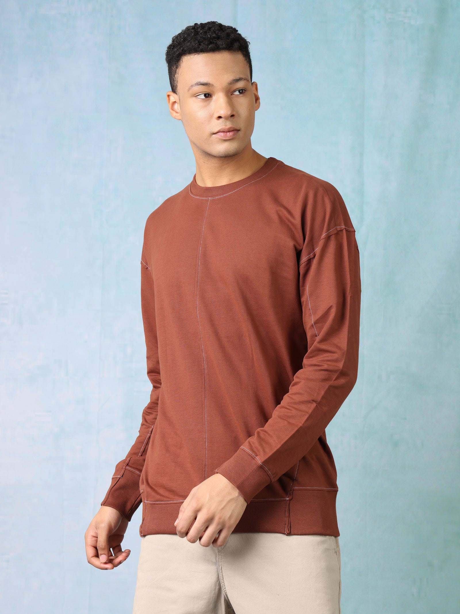 Men Brown Oversized Sweatshirt