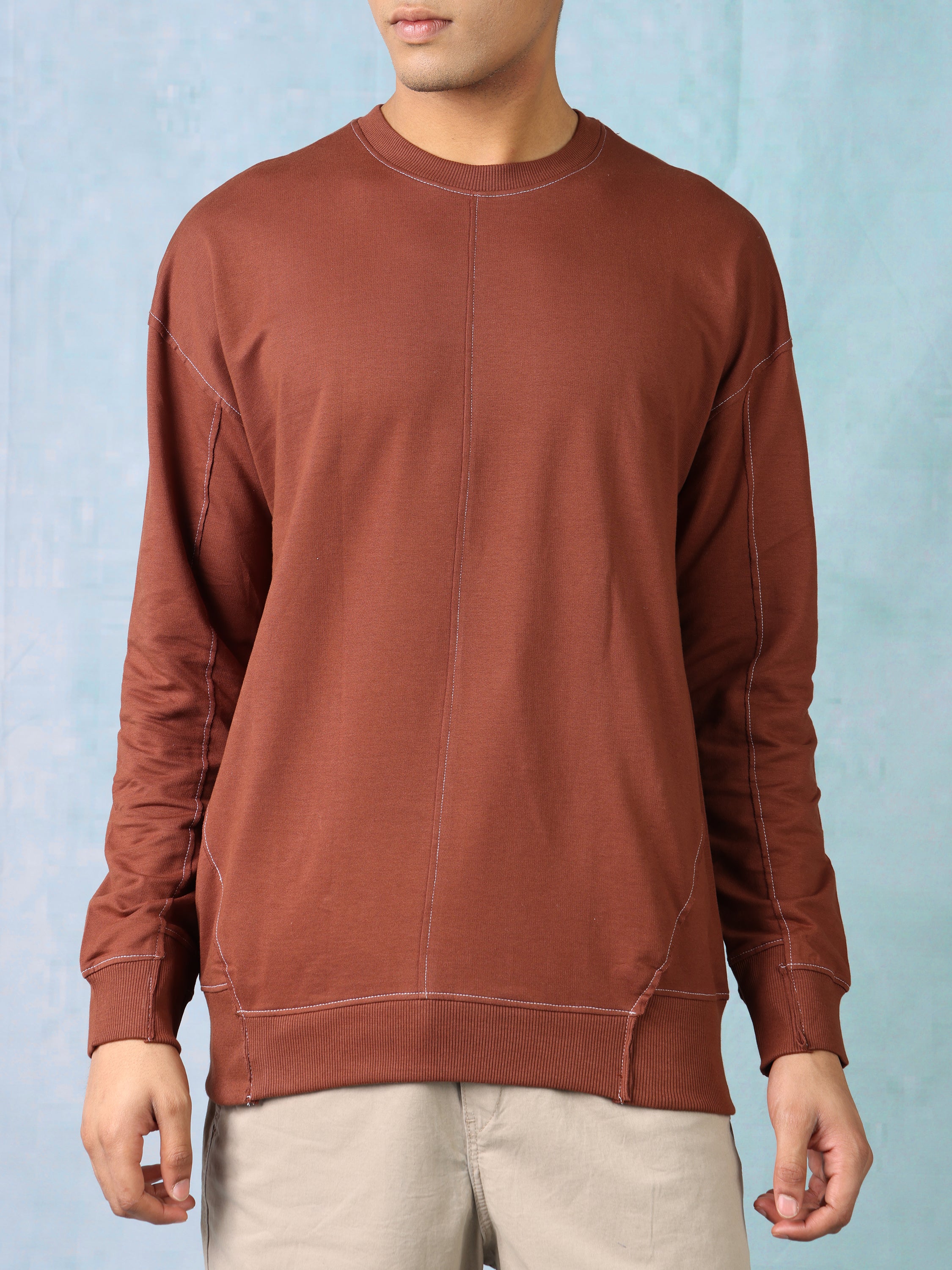 Men Brown Oversized Sweatshirt