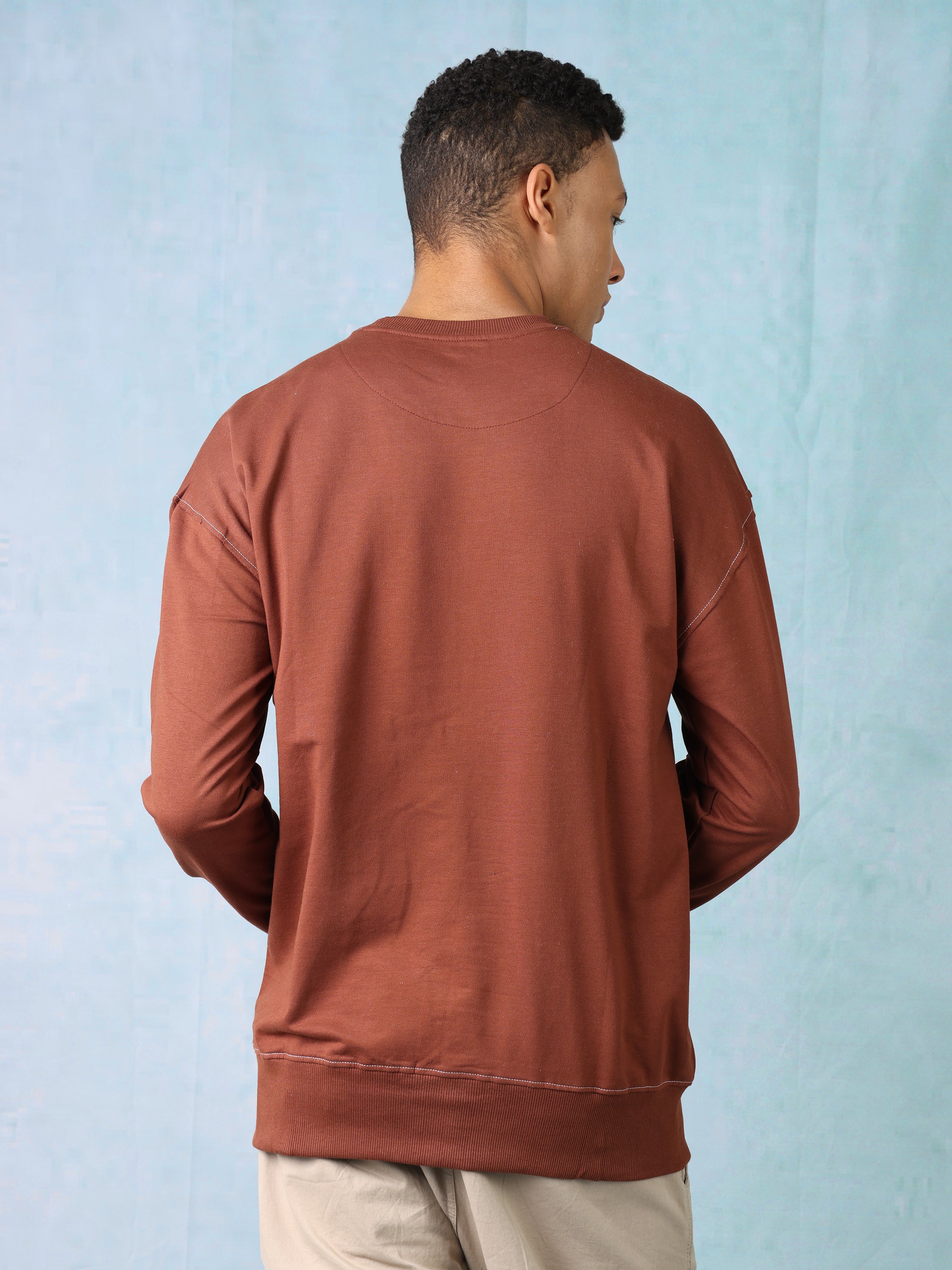 Men Brown Oversized Sweatshirt