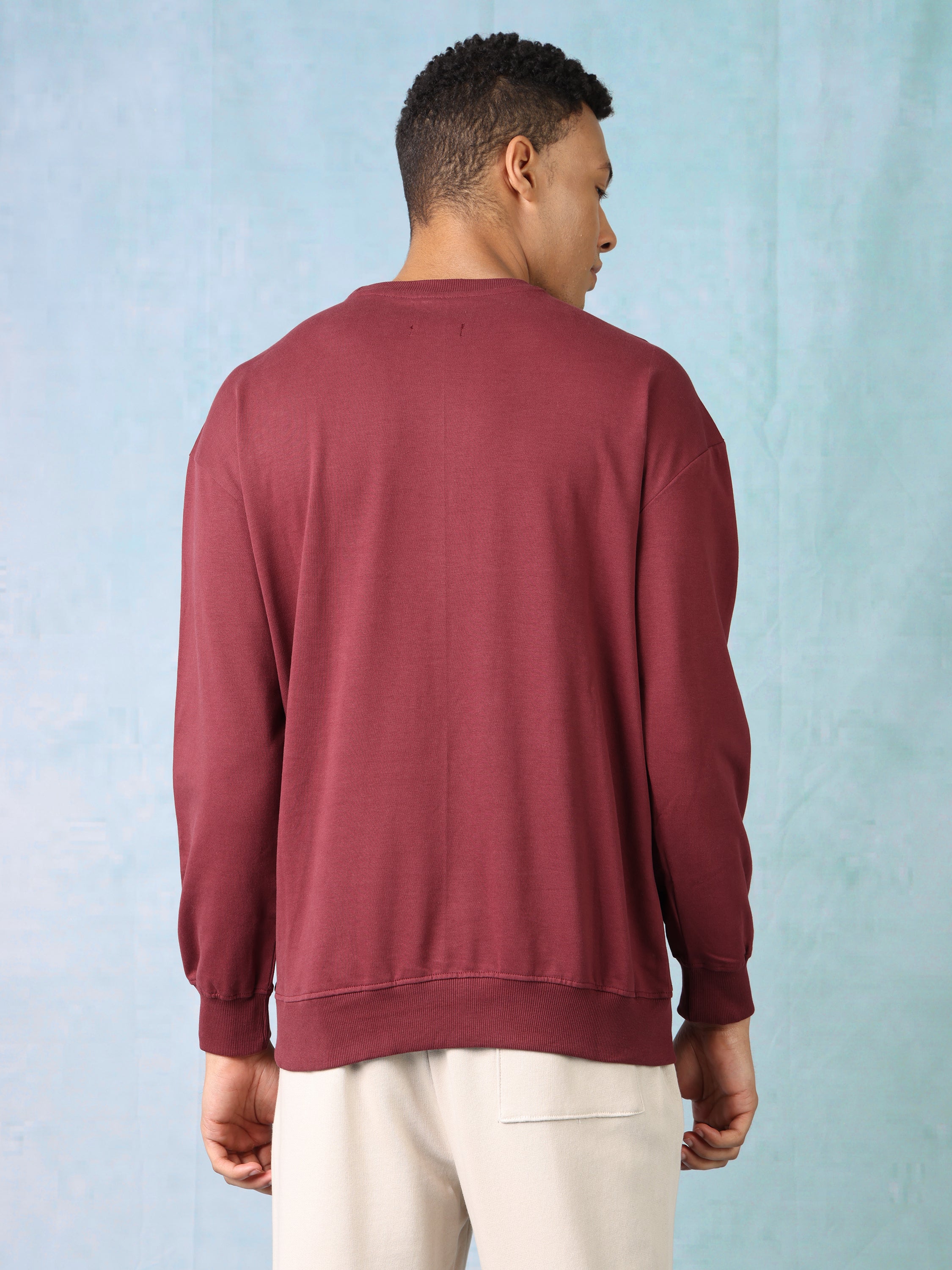 Men Mauve Oversized Sweatshirt