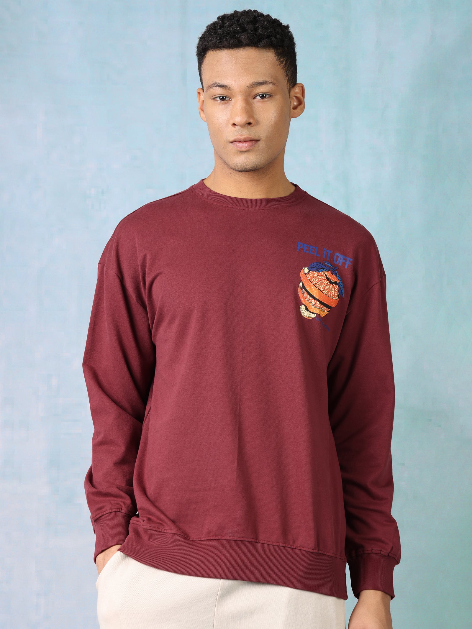 Men Mauve Oversized Sweatshirt