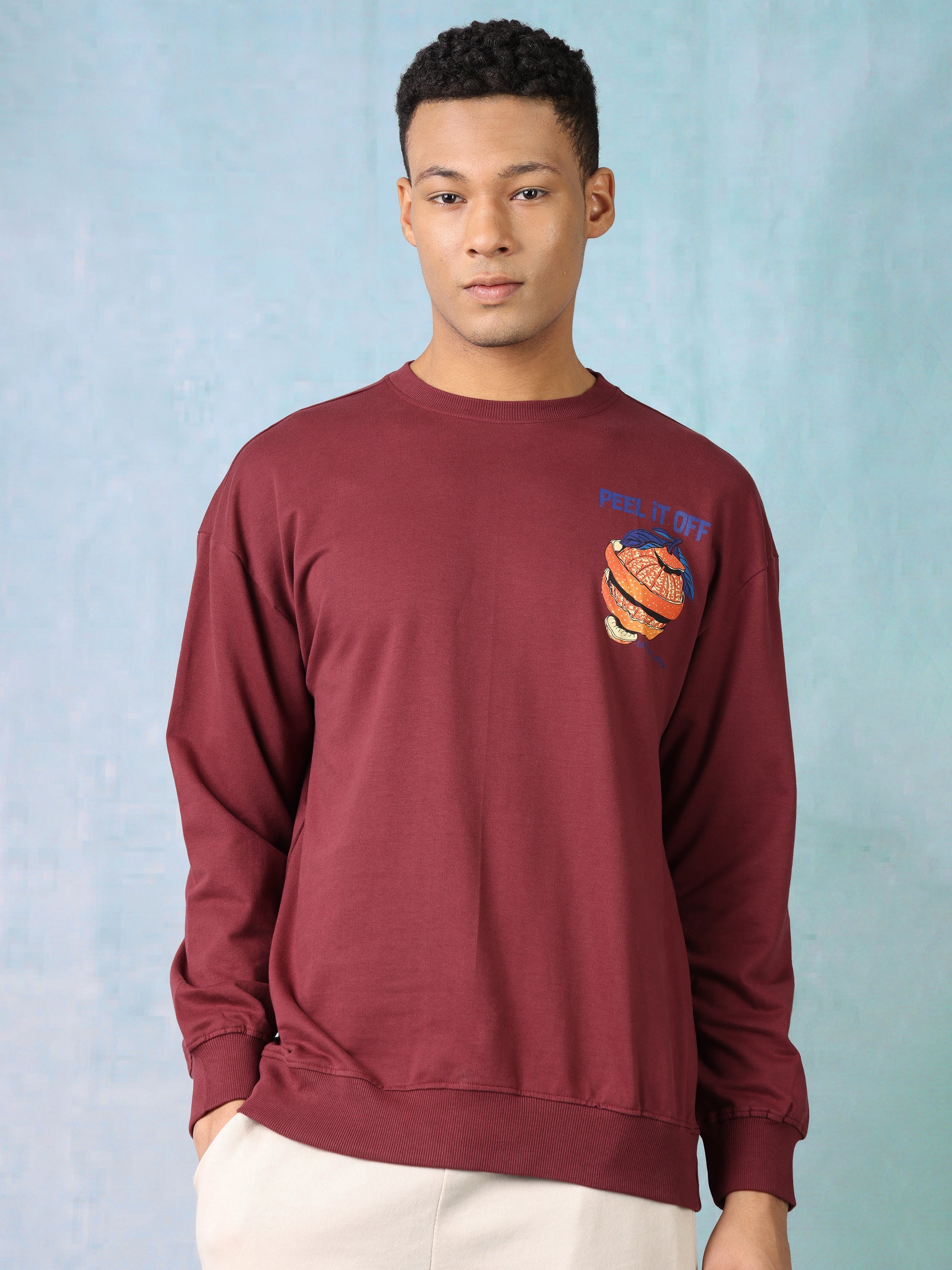 Men Purple Oversized Sweatshirt