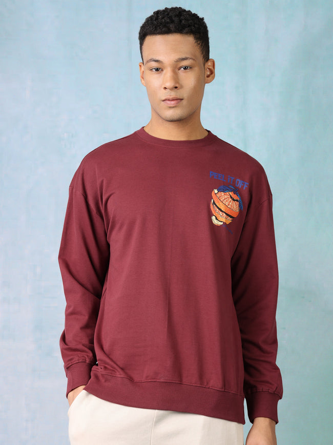 Men Purple Oversized Sweatshirt