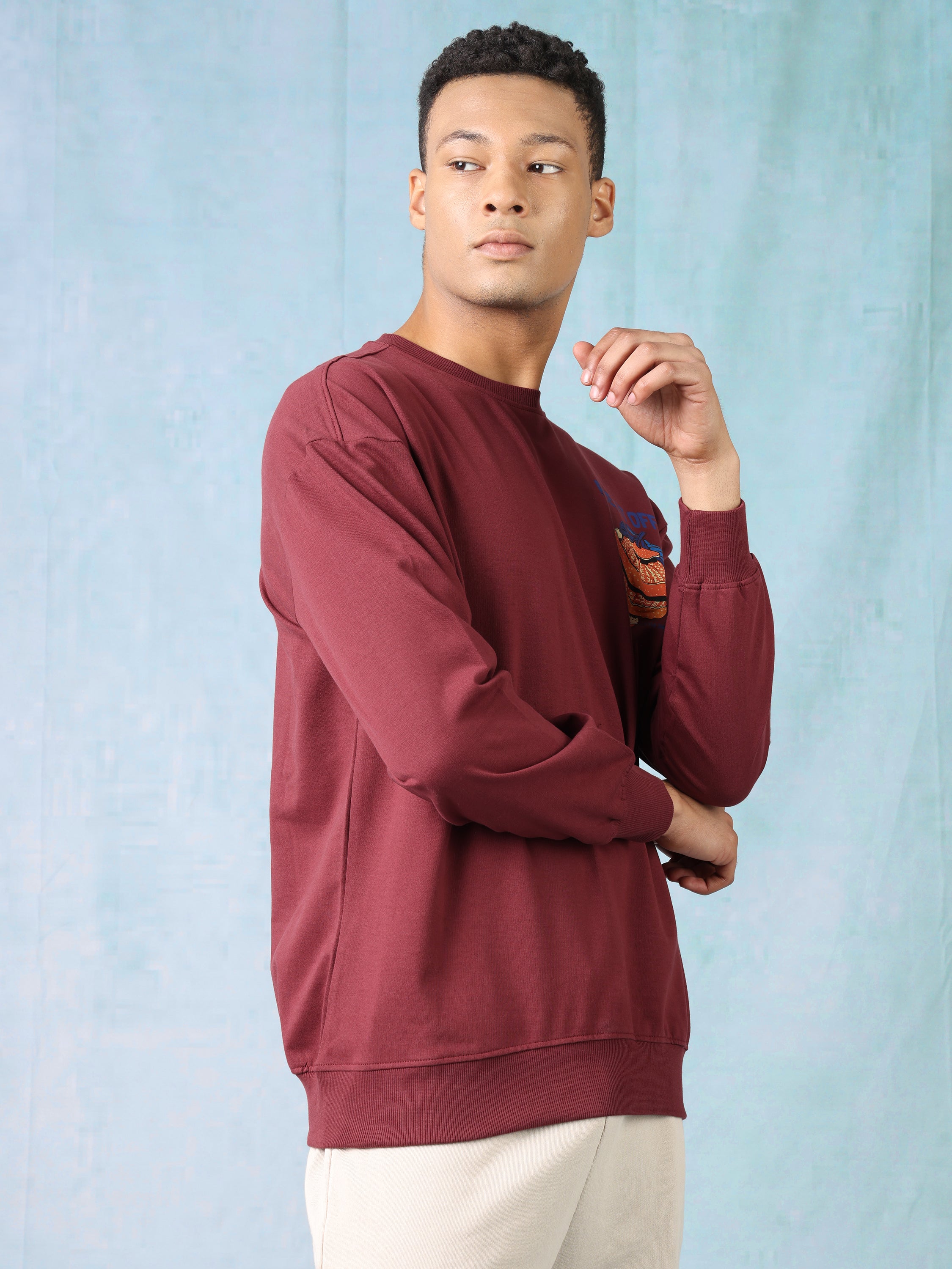 Men Mauve Oversized Sweatshirt