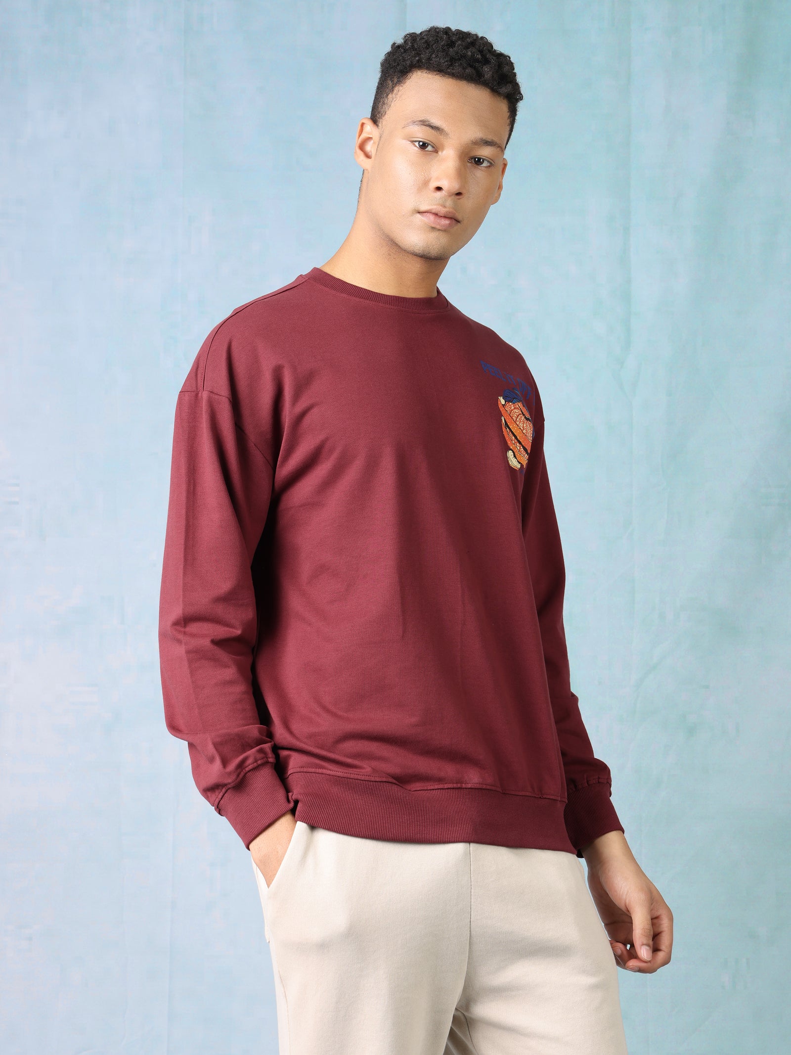 Men Mauve Oversized Sweatshirt