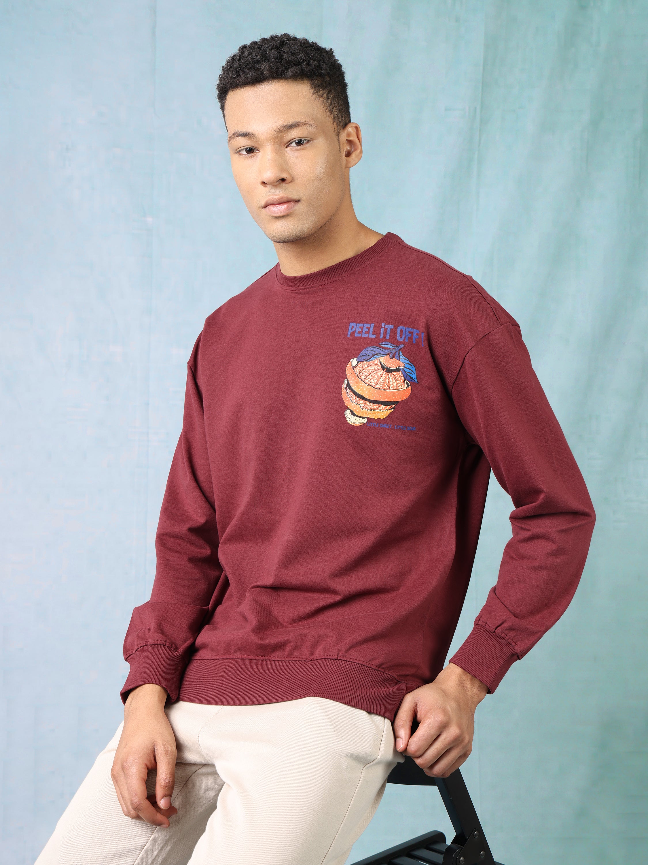 Men Mauve Oversized Sweatshirt