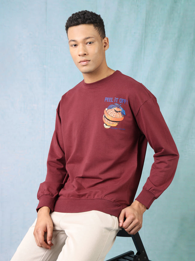 Men Purple Oversized Sweatshirt