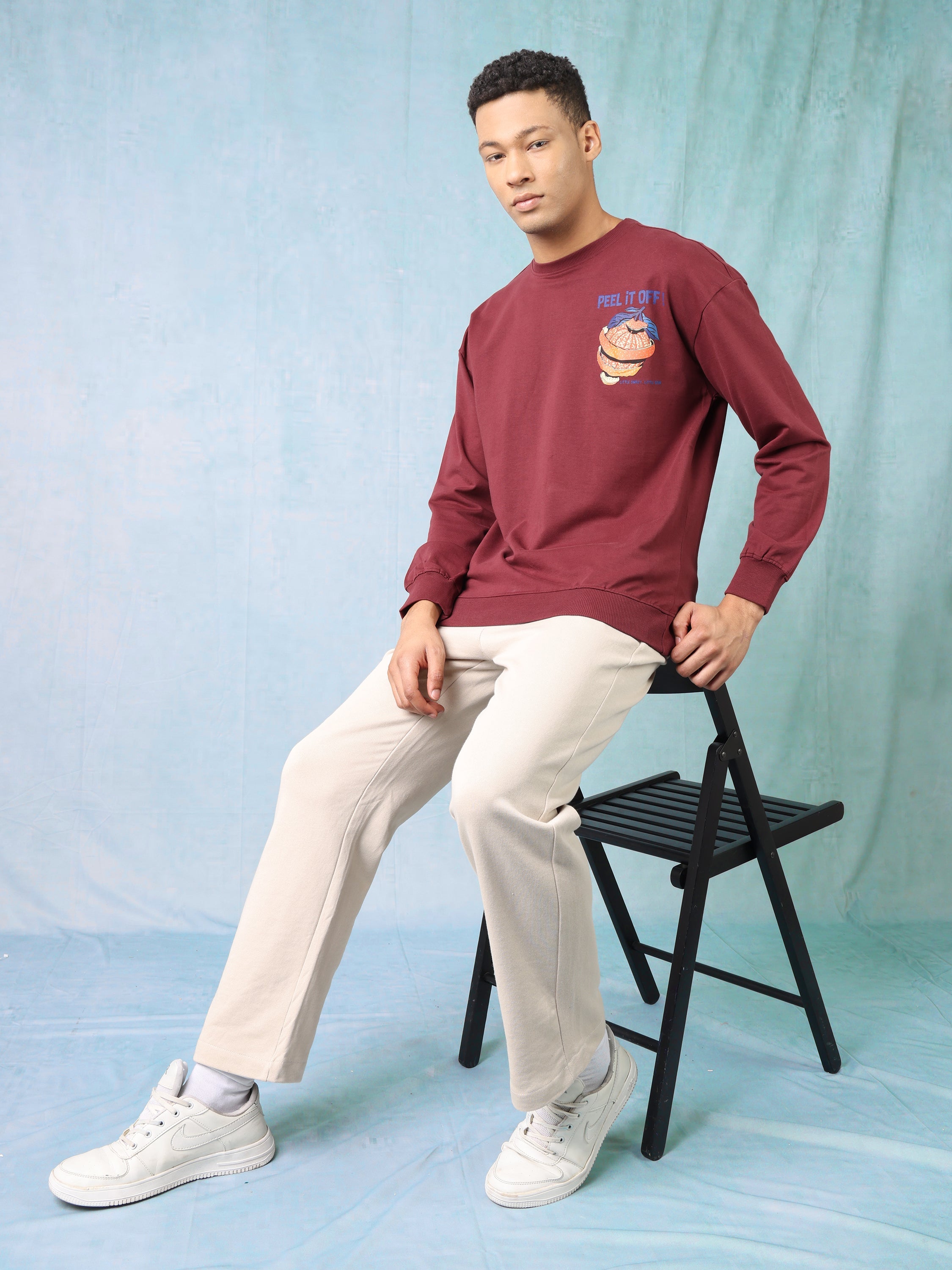 Men Purple Oversized Sweatshirt