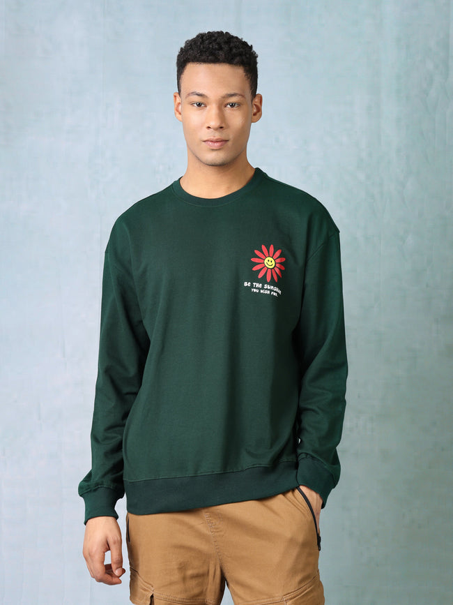 Men Green Oversized Sweatshirt