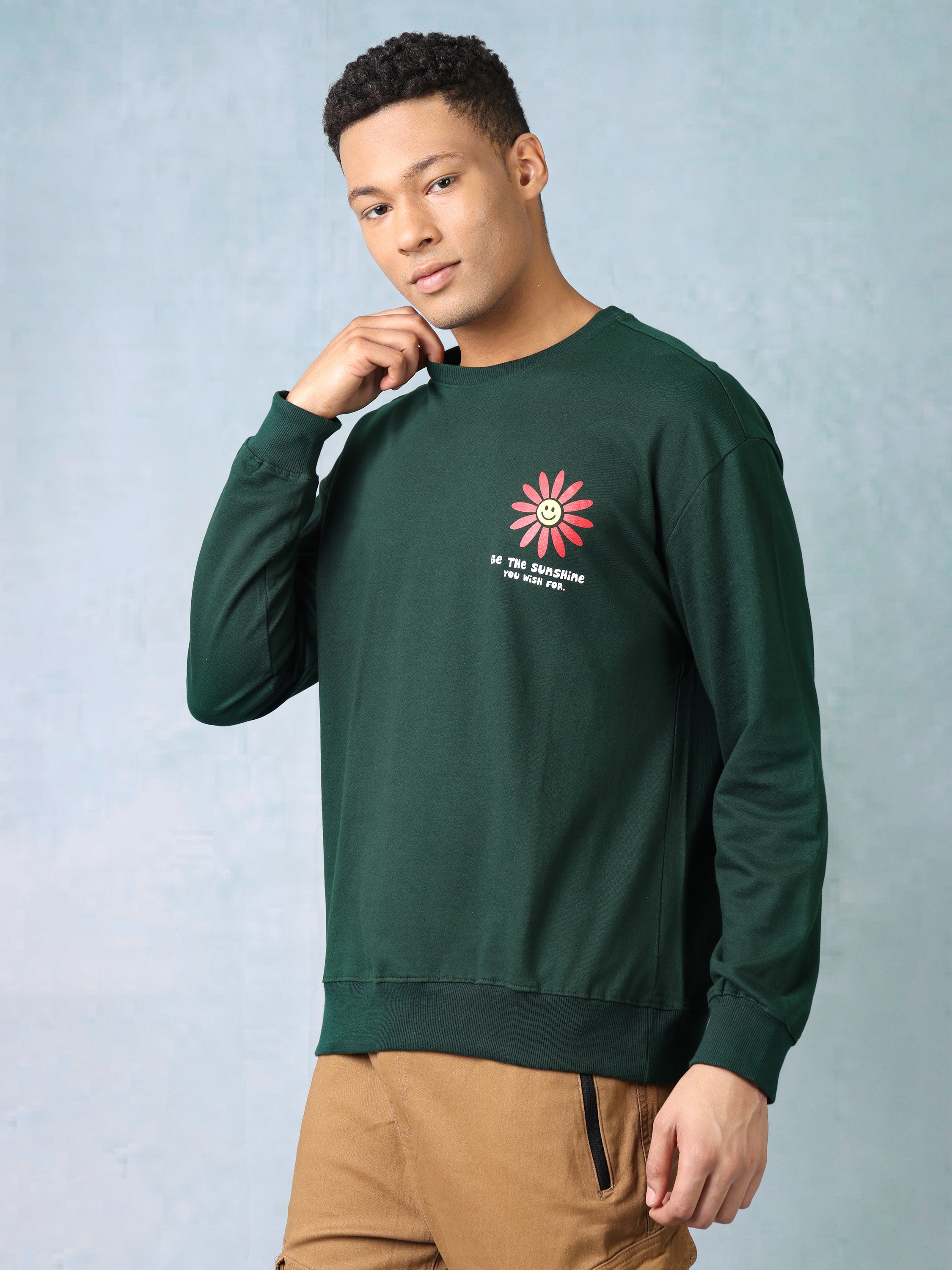 Men Green Oversized Sweatshirt