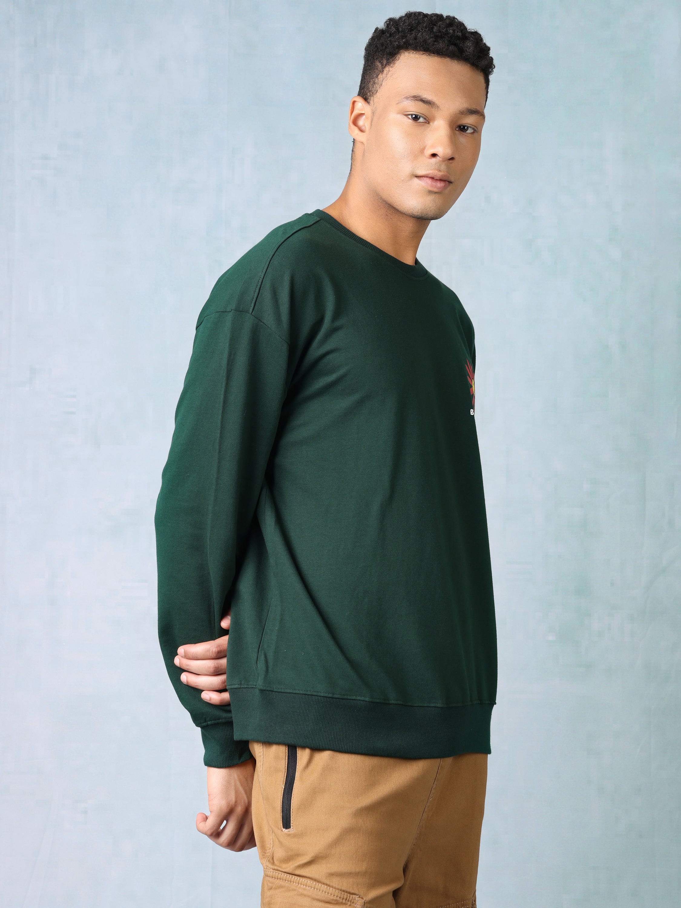 Men Green Oversized Sweatshirt