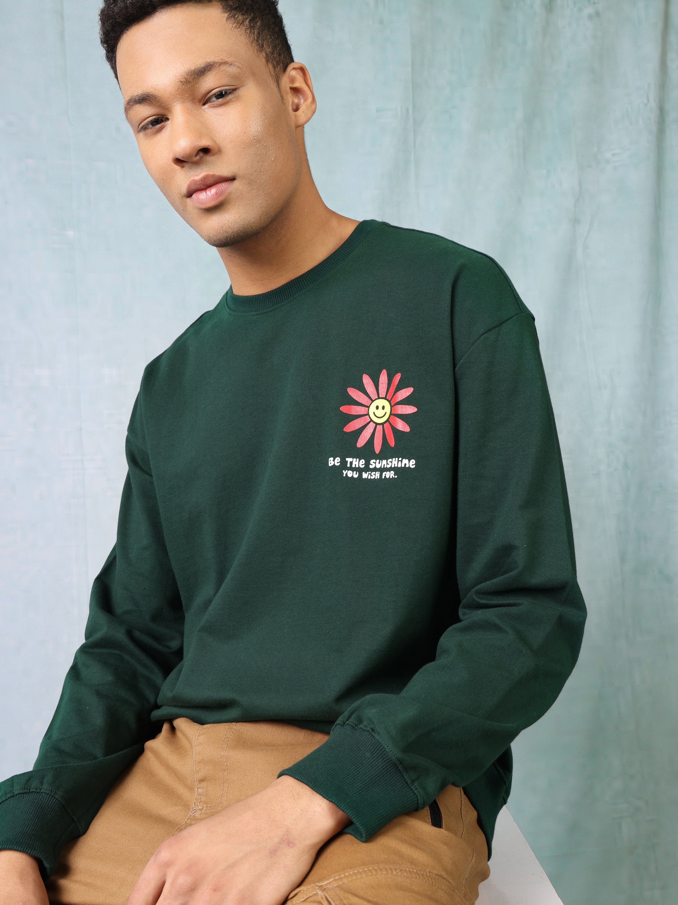 Men Green Oversized Sweatshirt