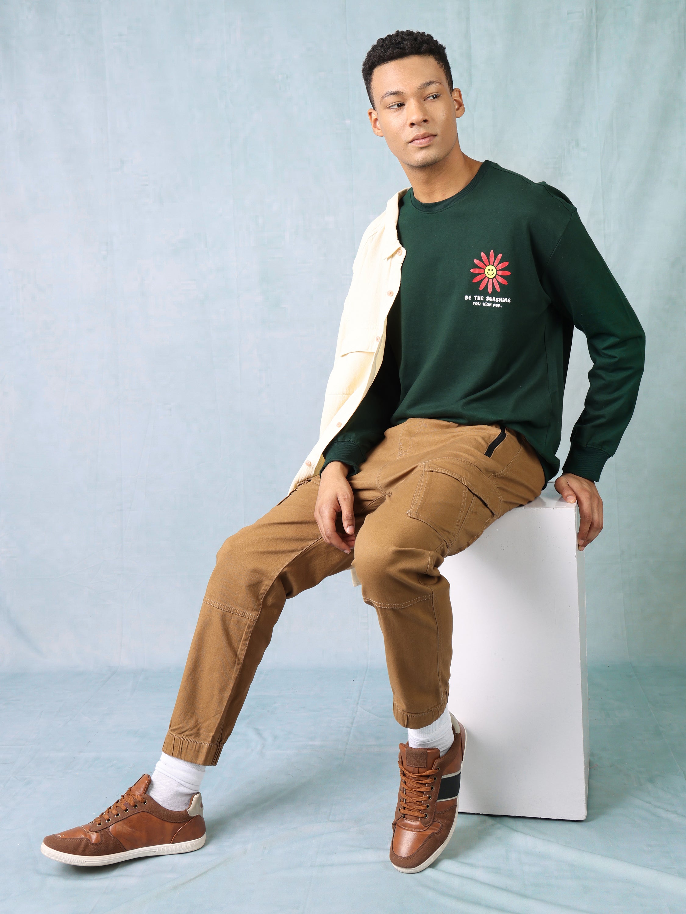 Men Green Oversized Sweatshirt